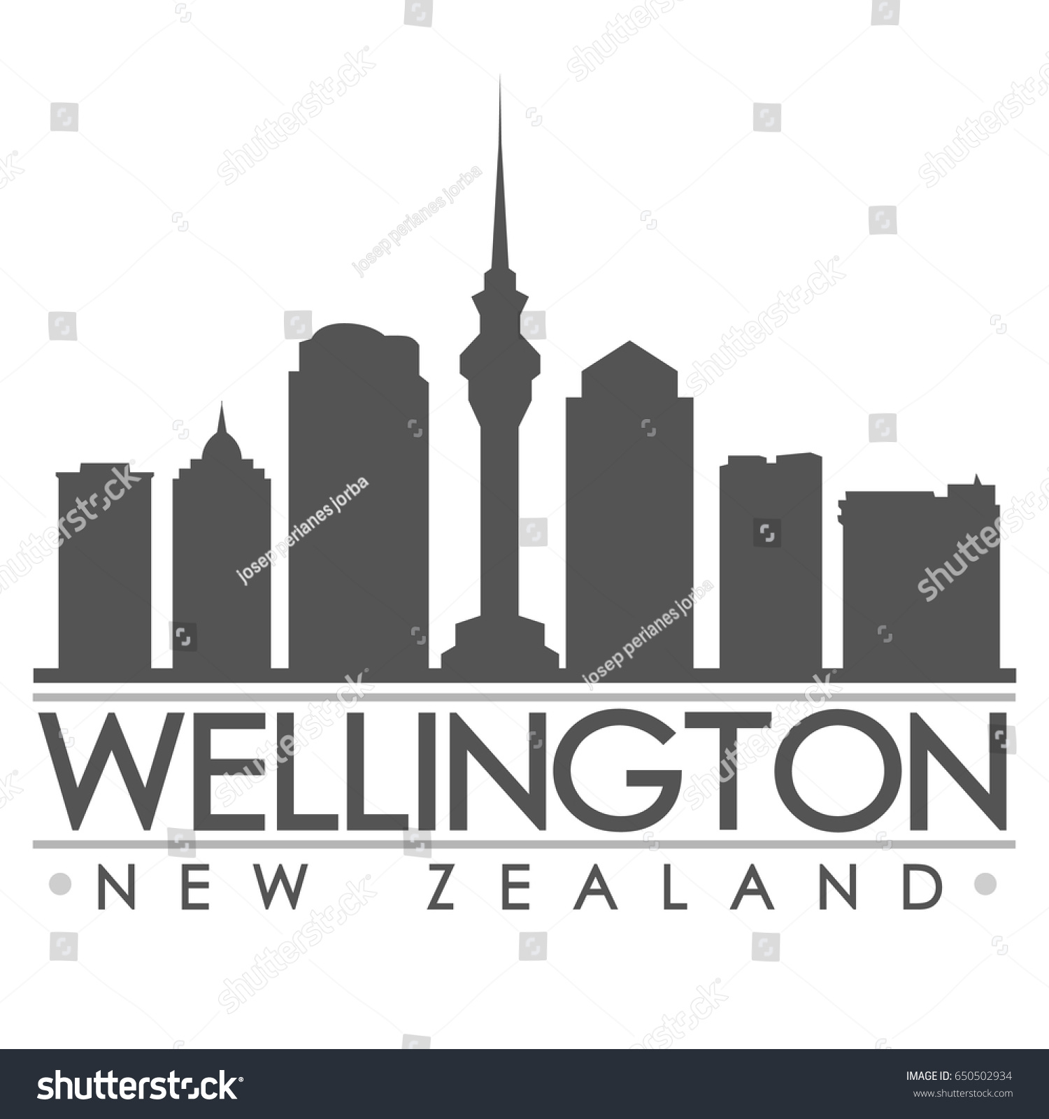 Wellington New Zealand Skyline Silhouette Skyline Stock Vector (Royalty ...