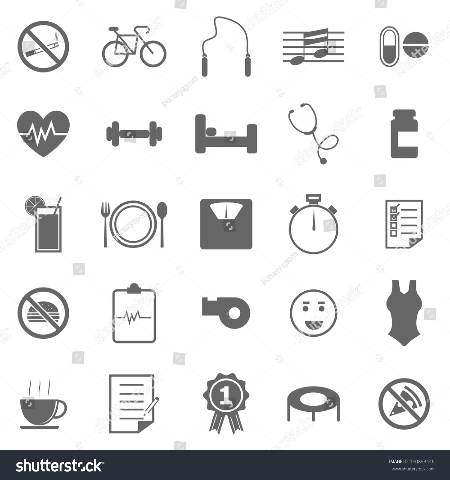 Wellness Icons On White Background, Stock Vector - 160893446 : Shutterstock
