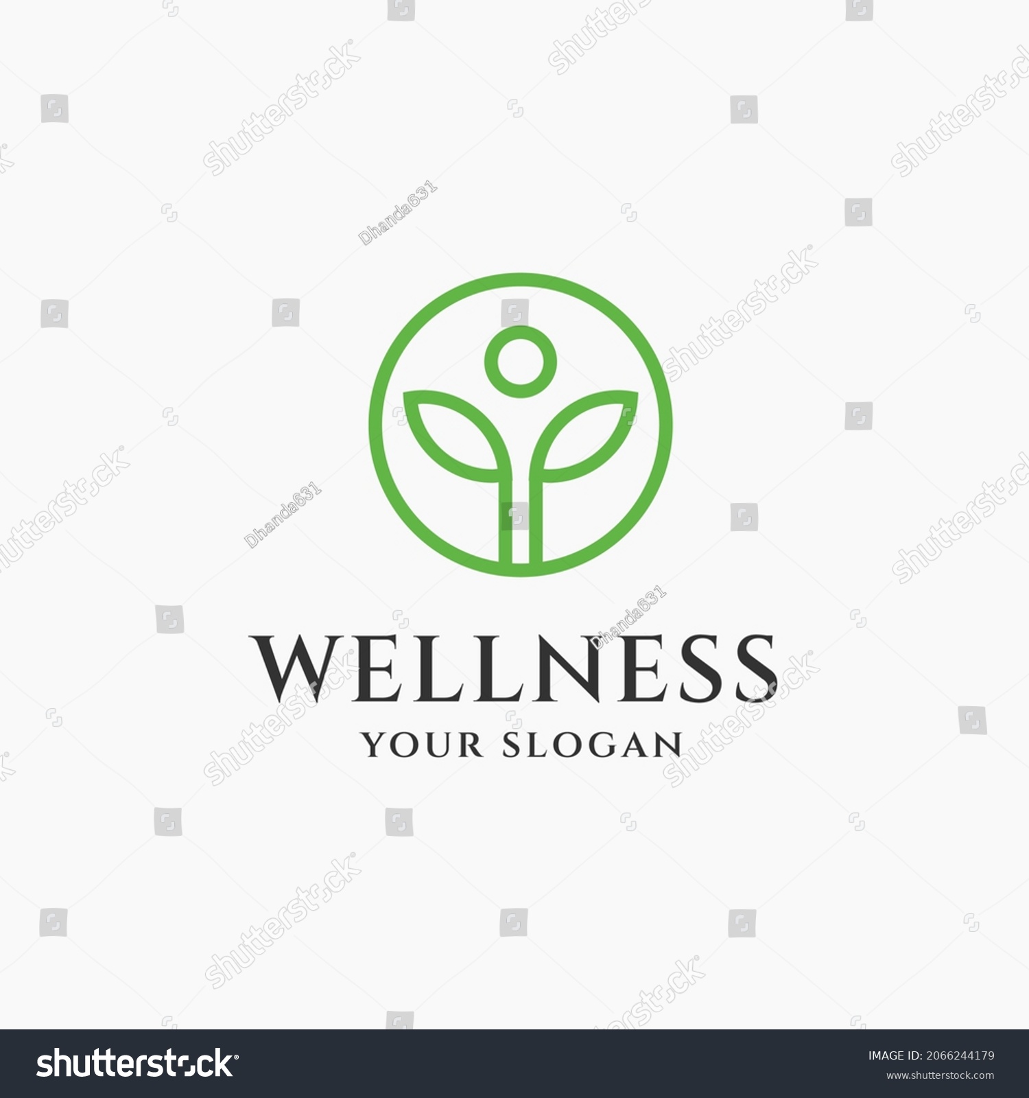 Wellness Logo Design Green Leaf Leaves Stock Vector (Royalty Free ...