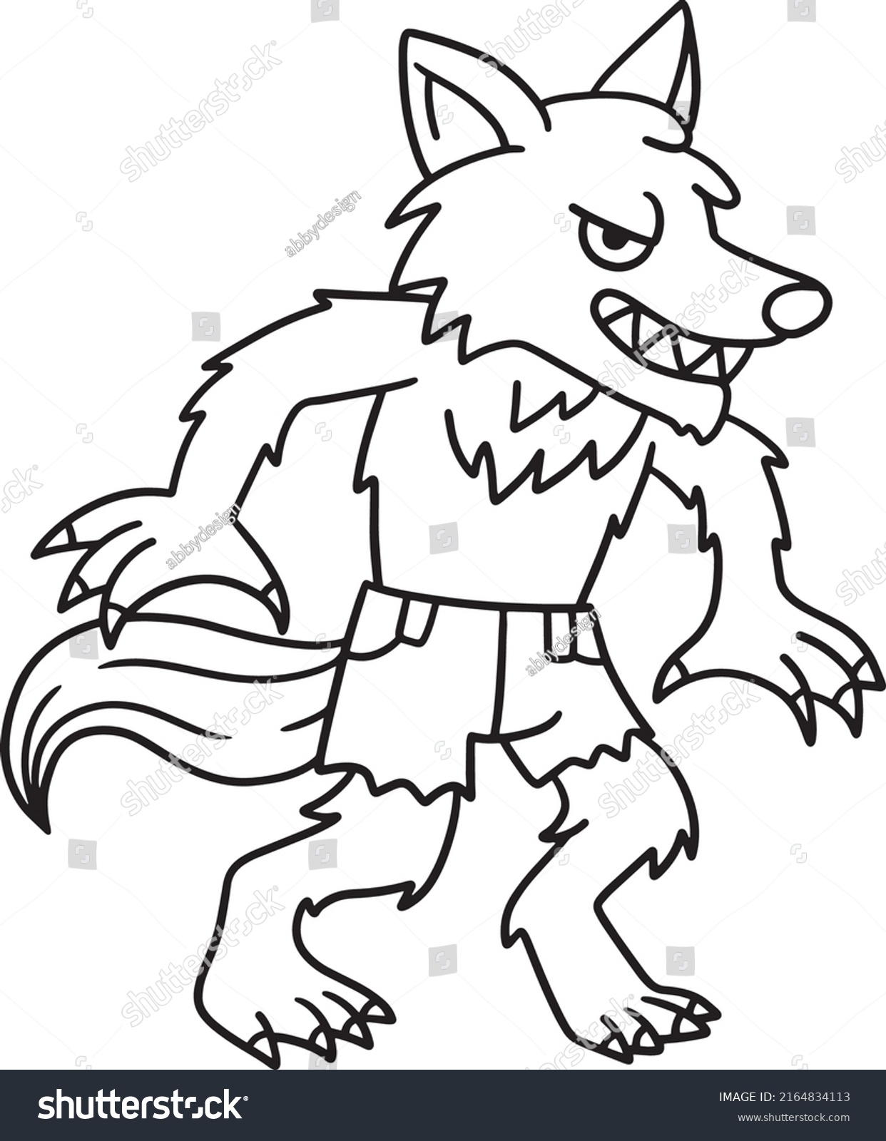 Werewolf Halloween Isolated Coloring Page Stock Vector (Royalty Free ...