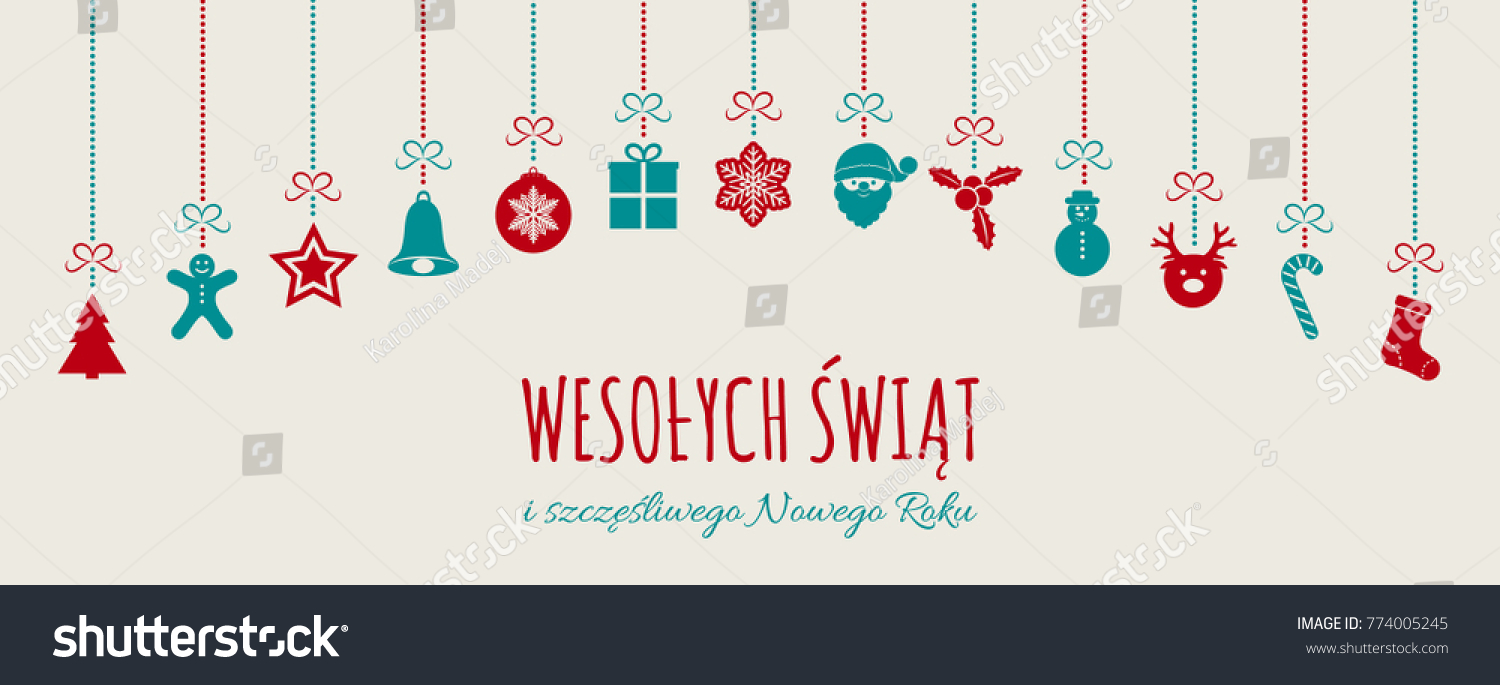 Wesolych Swiat Merry Christmas Polish Christmas Stock Vector (Royalty Free) 774005245 | Shutterstock