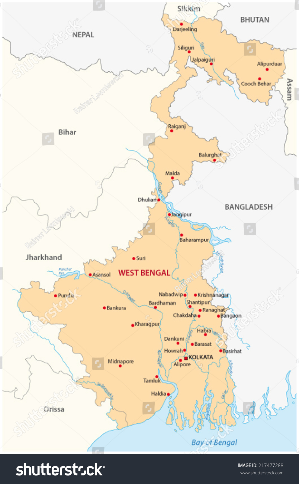 Basirhat In West Bengal Map West Bengal Map Stock Vector (Royalty Free) 217477288 | Shutterstock