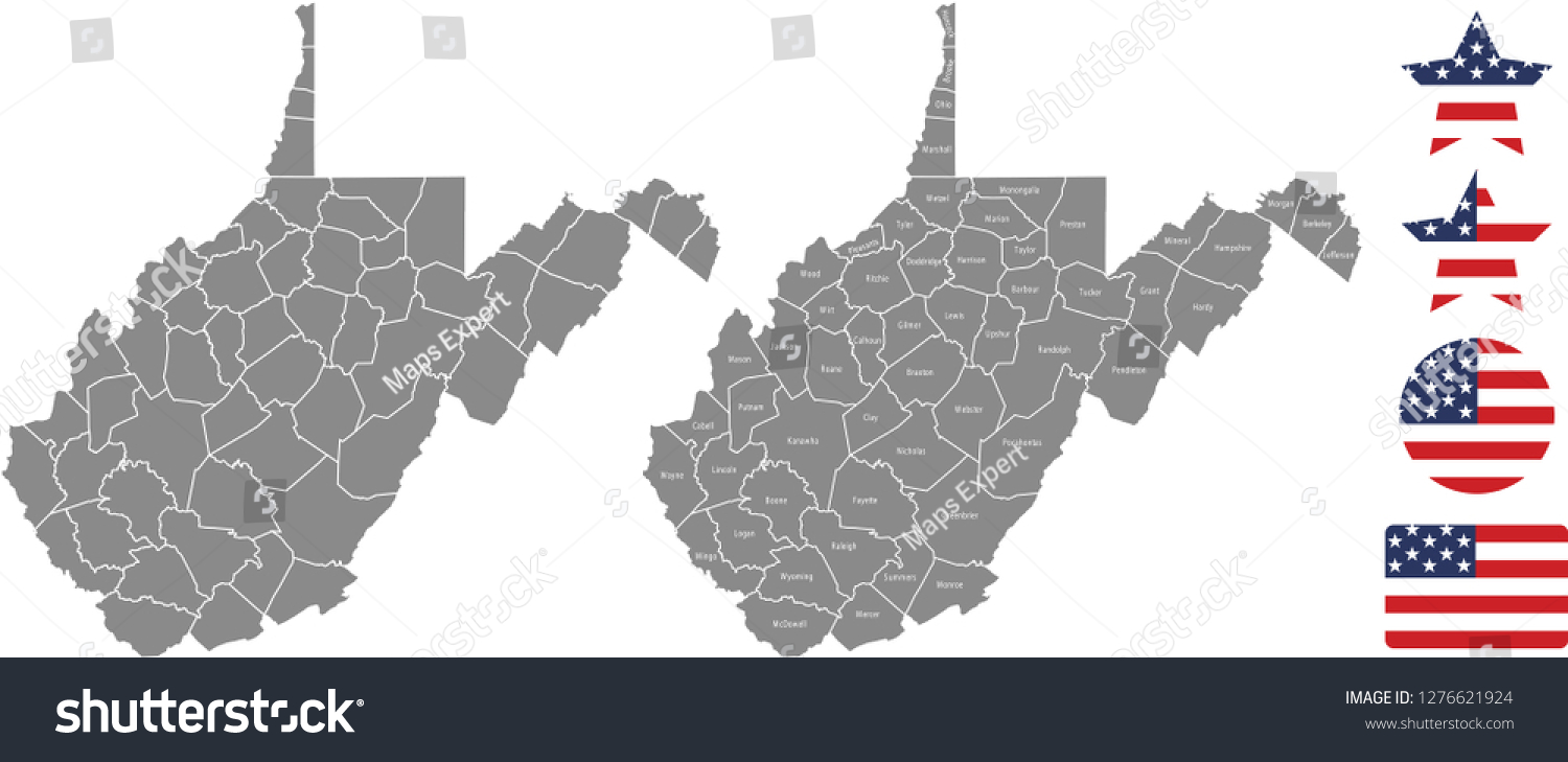 West Virginia County Map Vector Outline Stock Vector Royalty Free