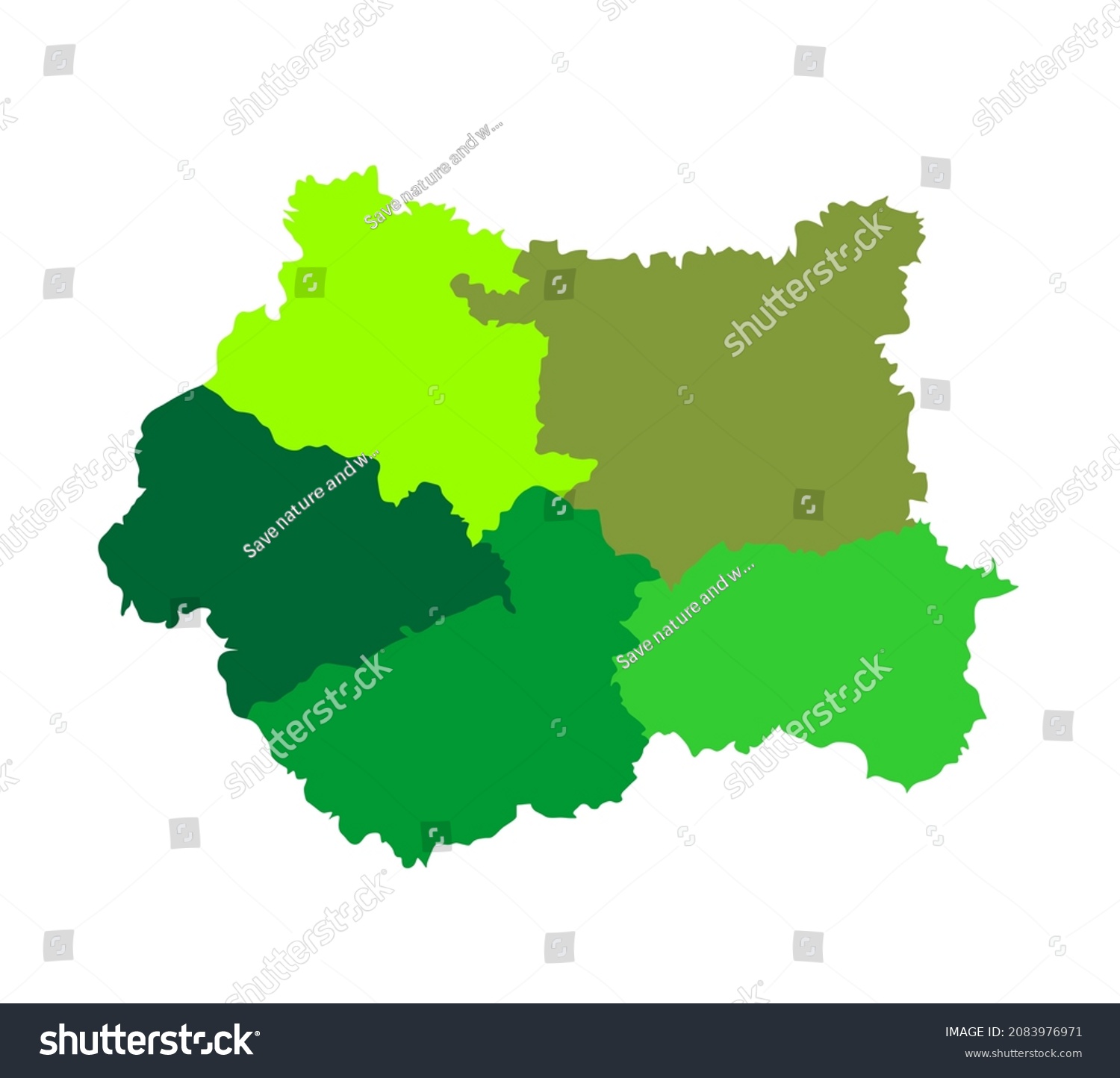 SVG of West Yorkshire vector map silhouette illustration in Yorkshire and the Humber, metropolitan county in England. Separated regions with borders. svg