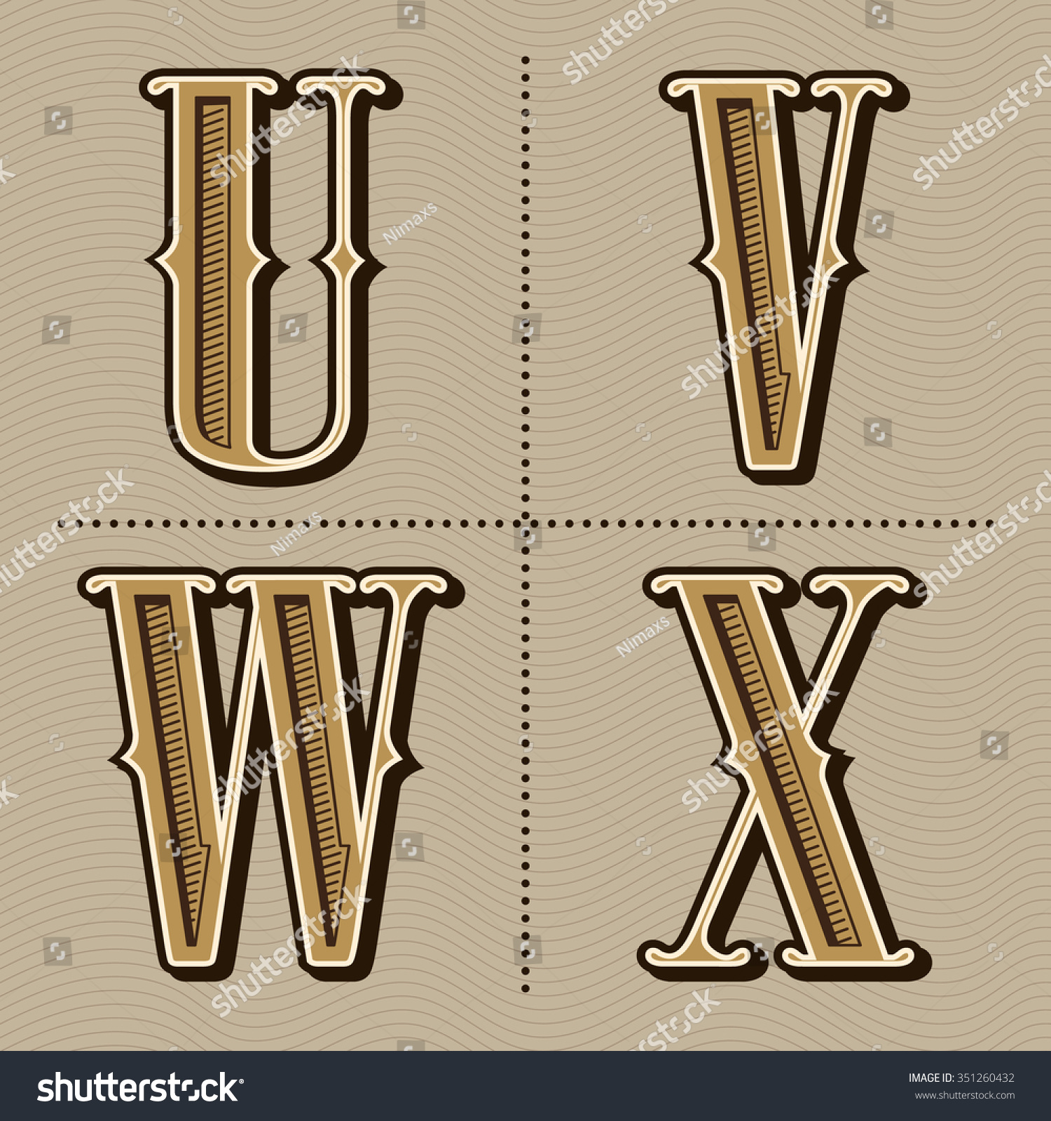 Western Alphabet Letters Vintage Design Vector Stock Vector (Royalty