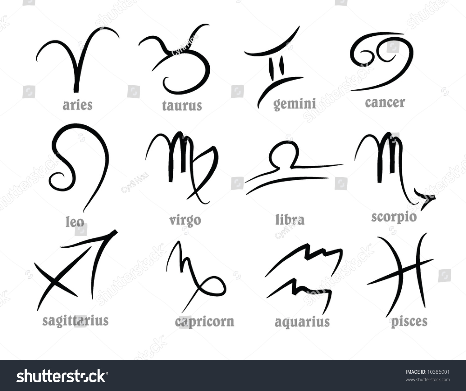 Western Astrological Signs Zodiac Stock Vector 10386001 - Shutterstock