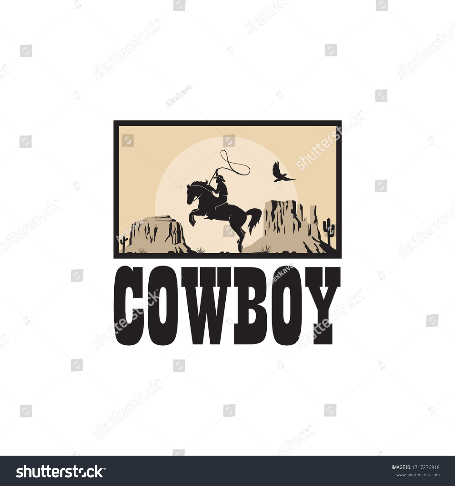 Western Cowboy Silhouette Lasso On Horse Stock Vector (Royalty Free ...