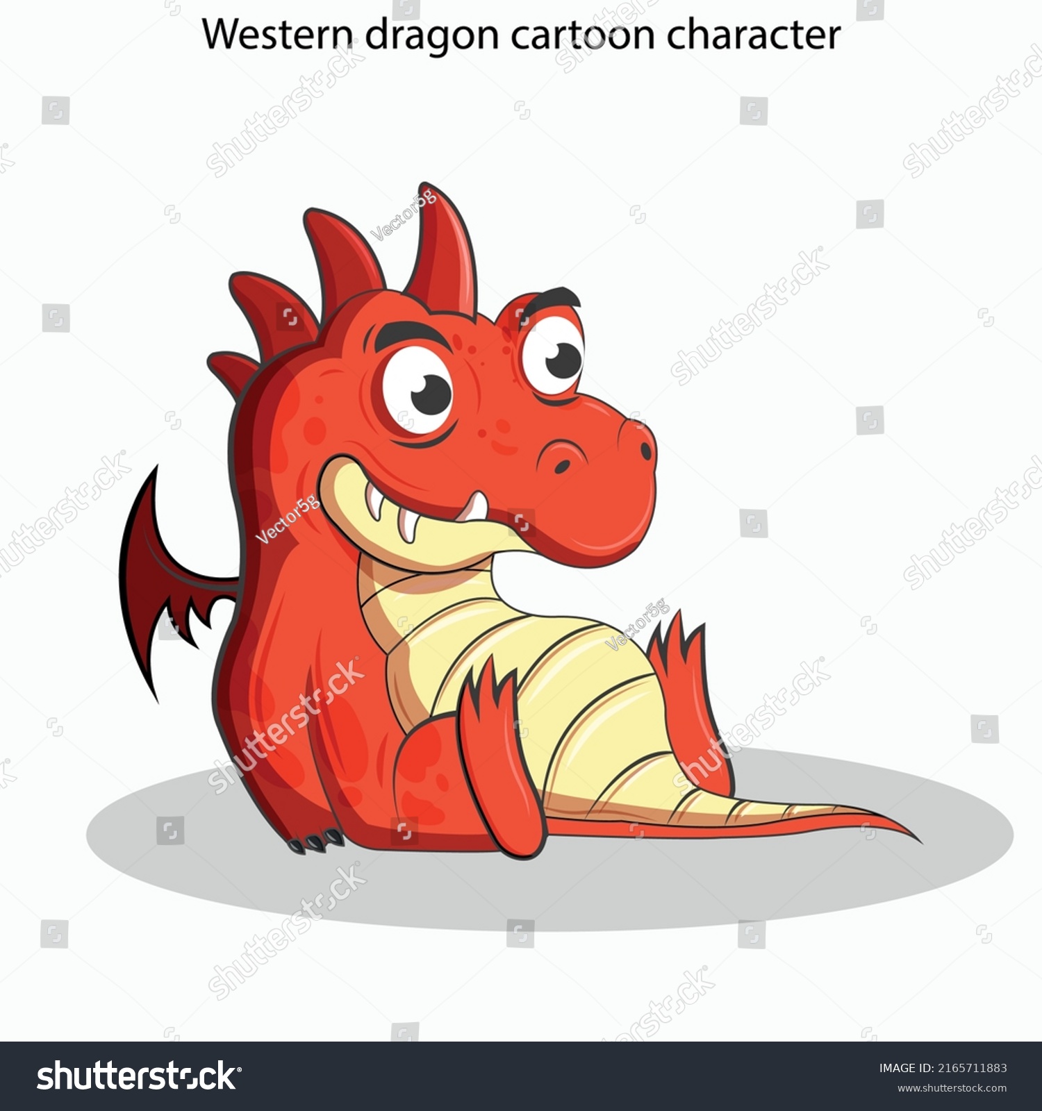 Western Dragon Icons Funny Cartoon Character Stock Vector (Royalty Free ...