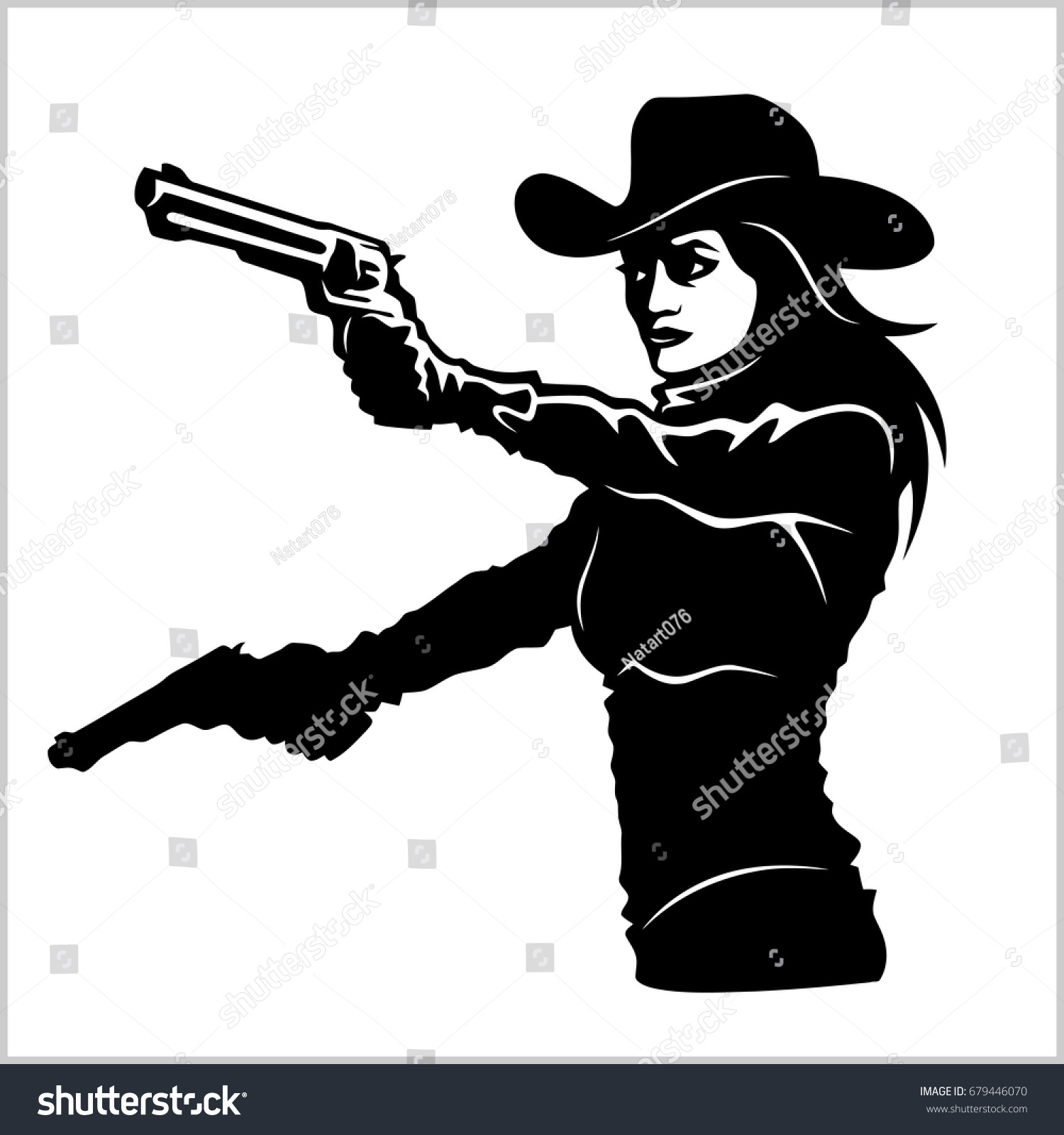 Western Girl Revolver Vector Stock Illustration Stock Vector Shutterstock