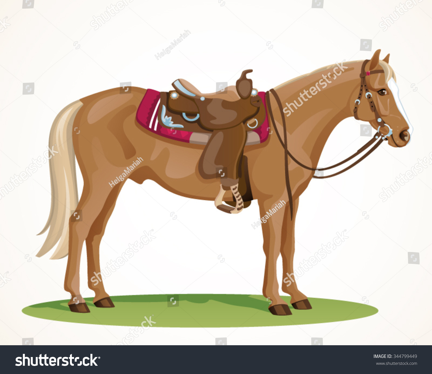 Western Horse With Saddle And Bridle - Sorrel American Quarter Horse ...