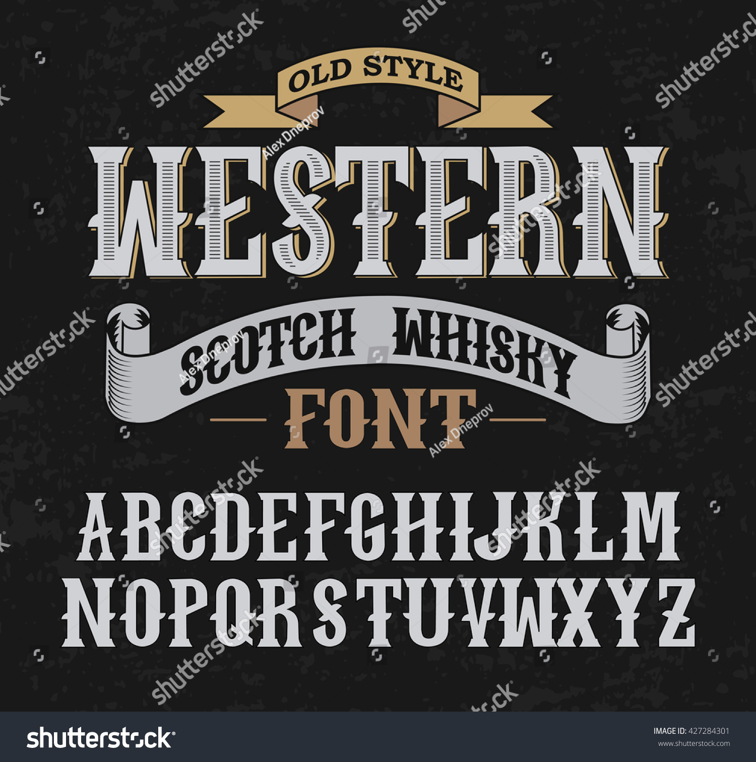 Western Label Font Sample Label Design Stock Vector (Royalty Free ...