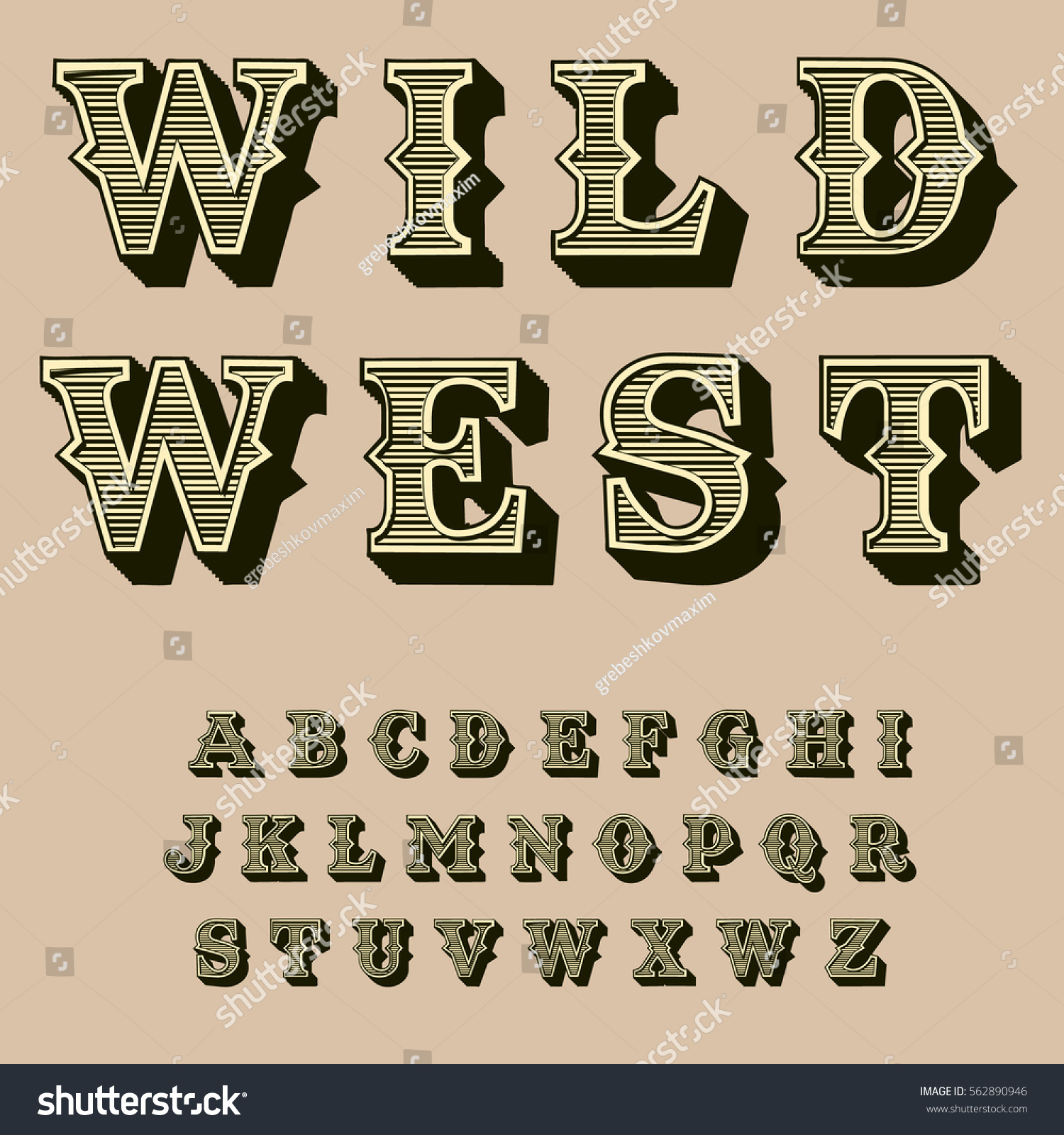 Western Retro Alphabet Vector Background Vintage Stock Vector (Royalty