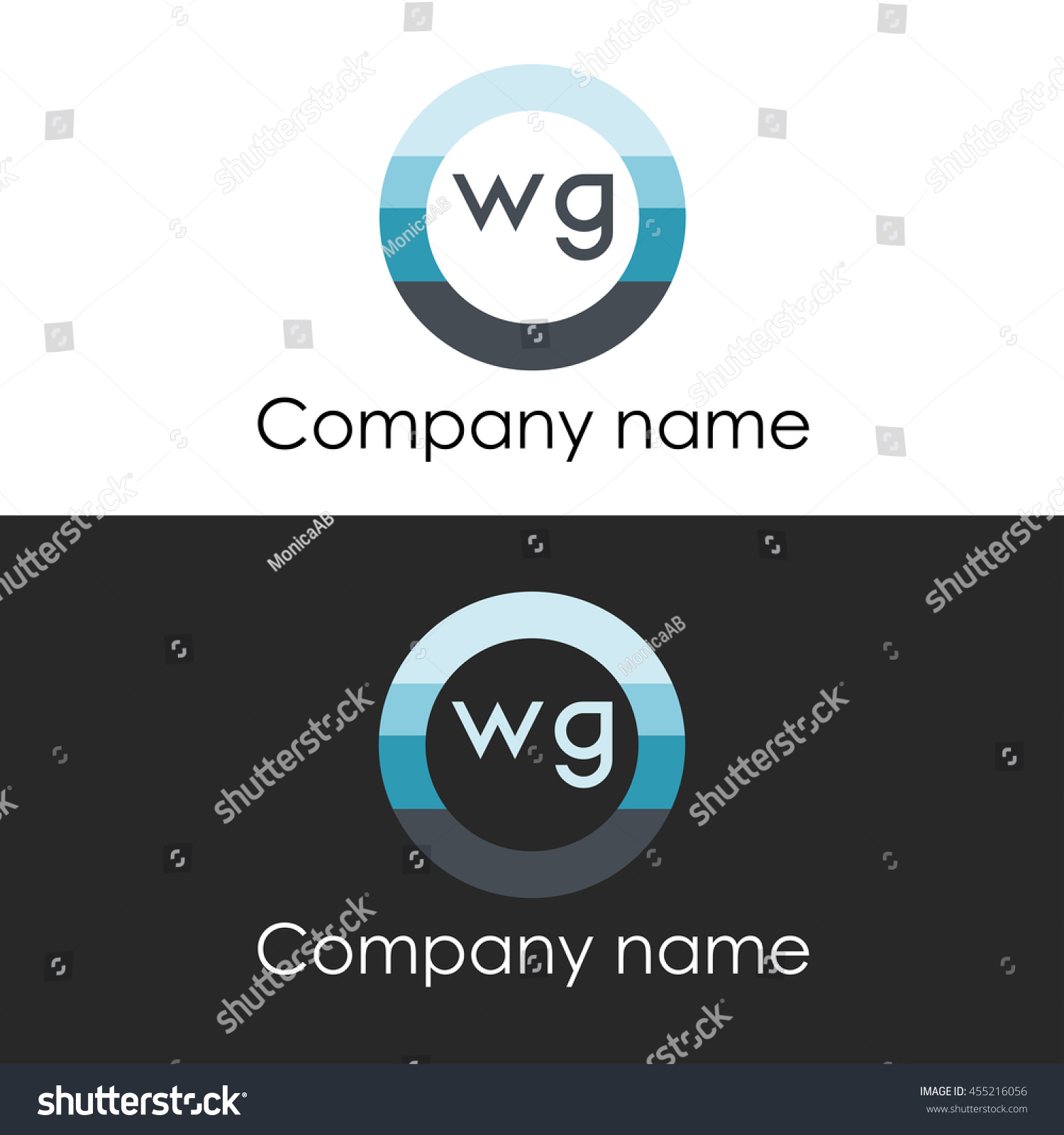 Wg Letter Circle Shape Icon Logo Stock Vector (Royalty Free) 455216056