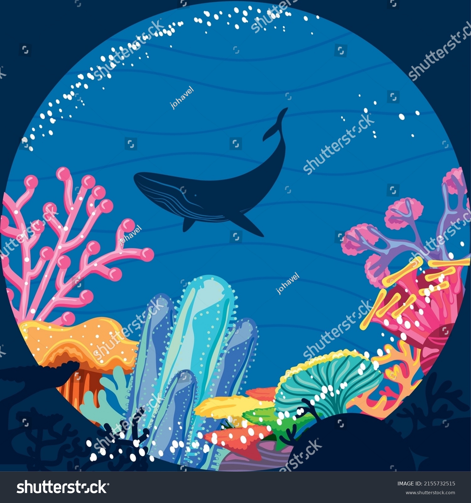 Whale Coral Reef Undersea Design Stock Vector (Royalty Free) 2155732515 ...