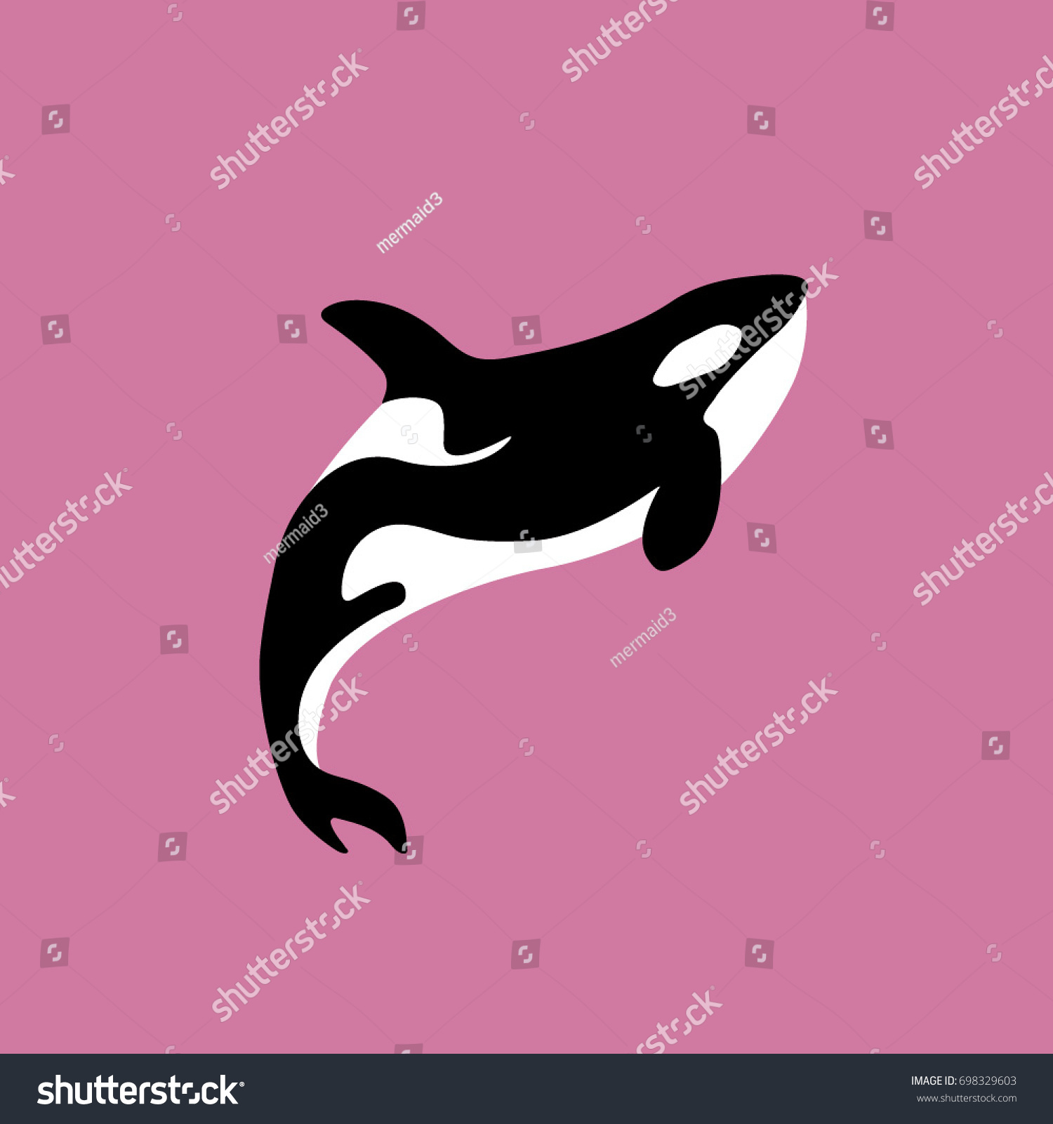 Mermaid swimming with an orca whale