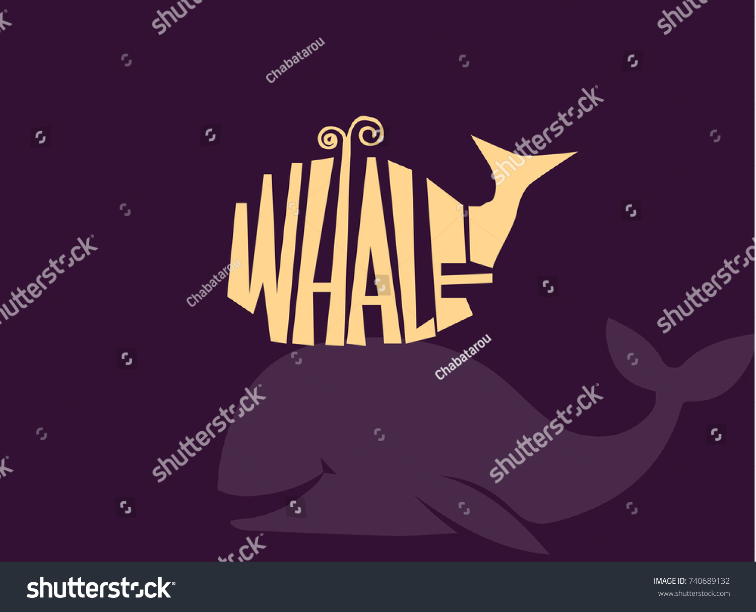 Whale Lettering Stock Vector (Royalty Free) 740689132