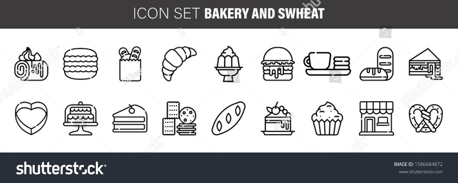 Wheat Bakery Line Icons Set Included Stock Vector Royalty Free