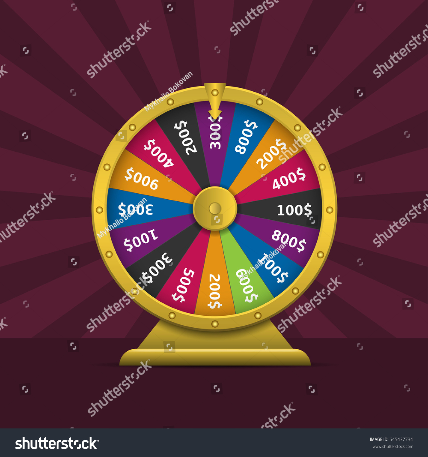 Wheel Fortune Colorful Wheel Luck Golden Stock Vector (Royalty Free ...