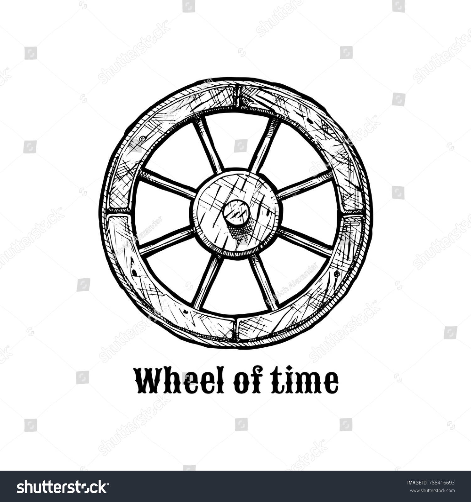 Wheel Time Antique Wooden Spoked Wheel Stock Vector (Royalty Free ...