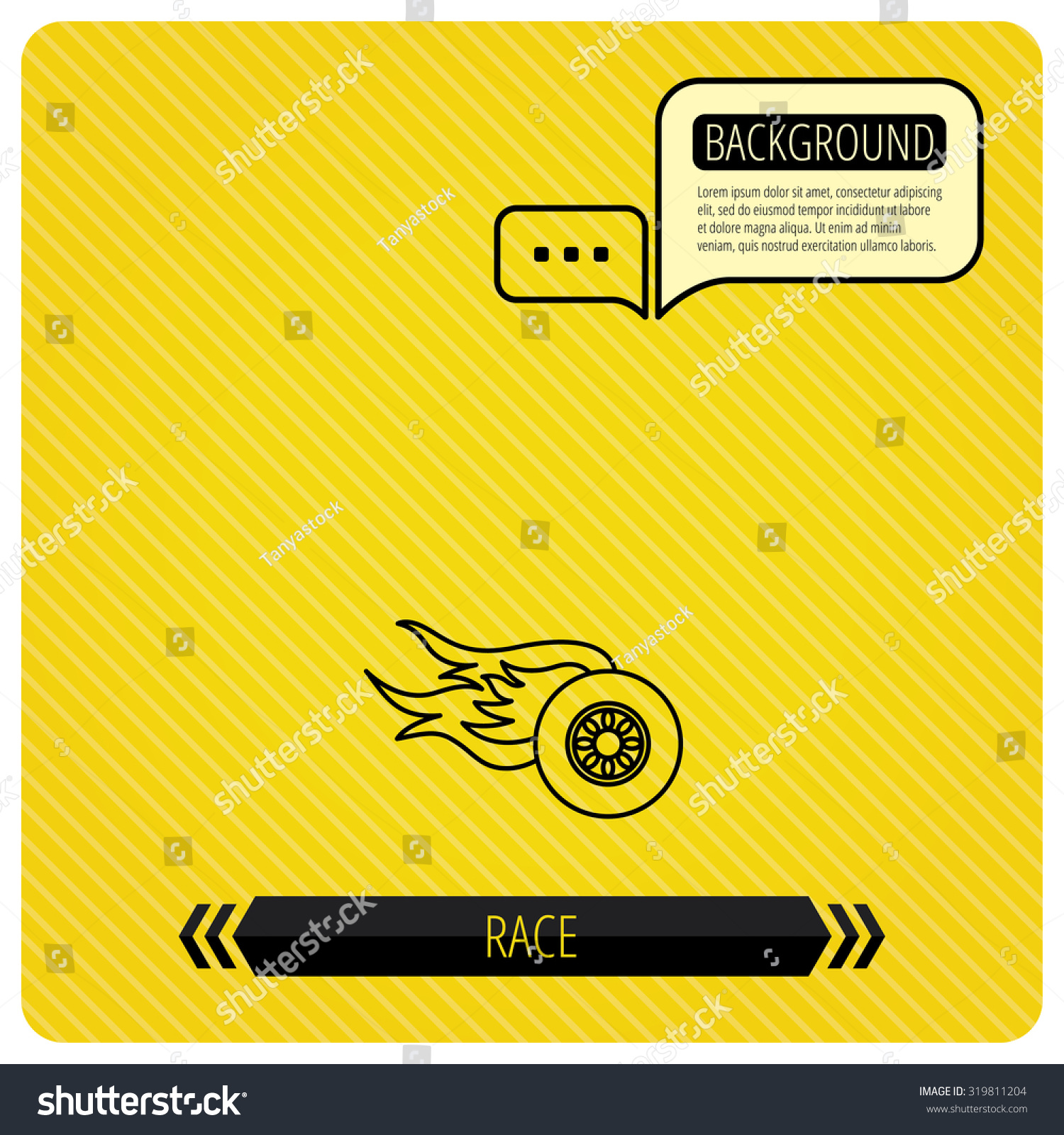 Wheel On Fire Icon Race Speed Stock Vector Royalty Free