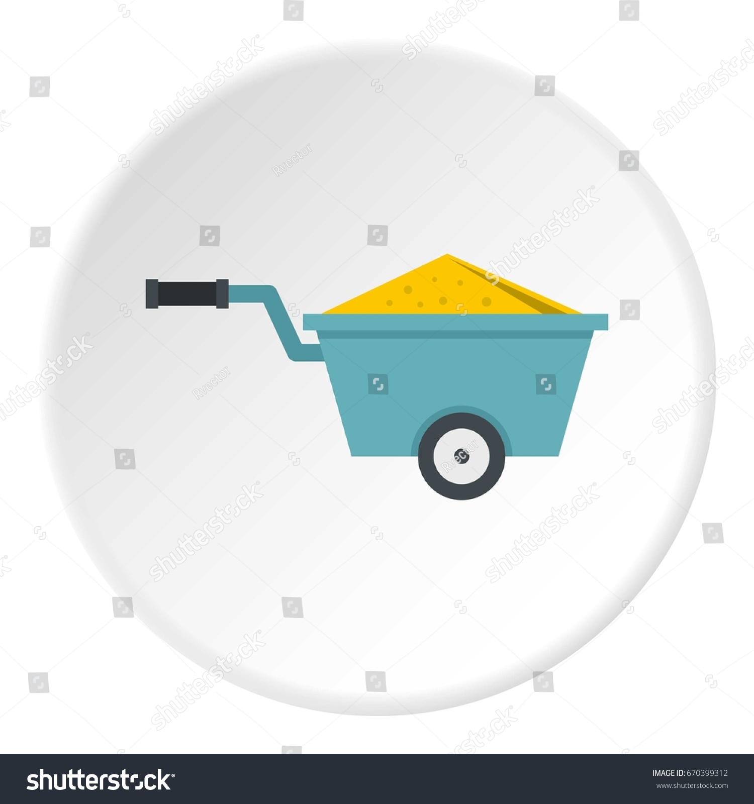 SVG of Wheelbarrow full of sand icon in flat circle isolated vector illustration for web svg