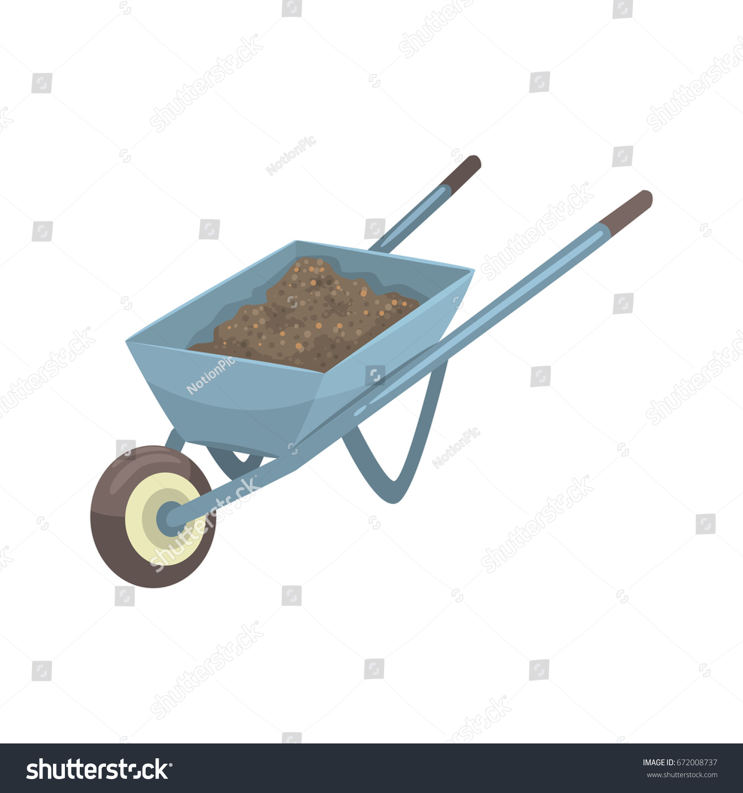 SVG of Wheelbarrow full of soil or compost cartoon vector Illustration svg