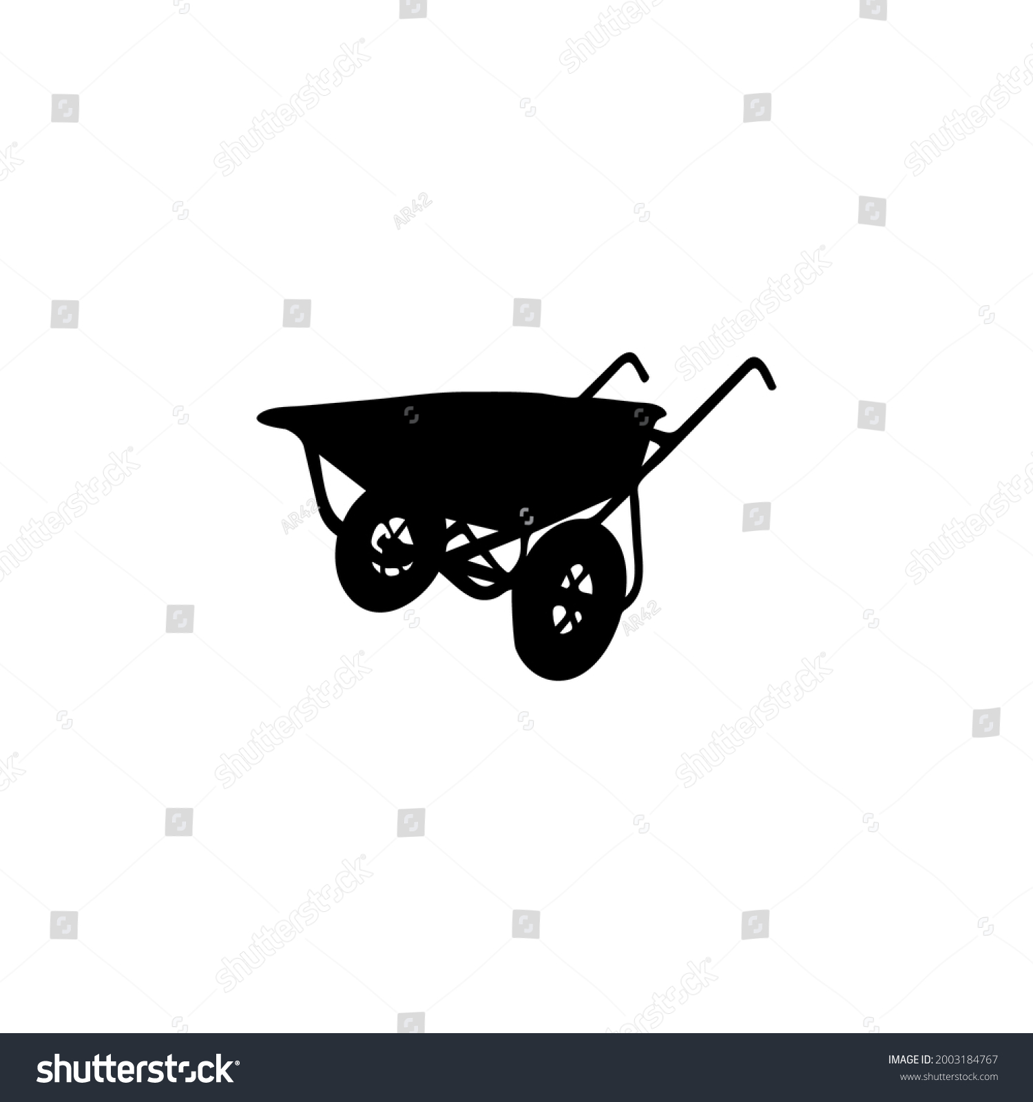 SVG of wheelbarrow icon - wagon wheel sign symbol vector illustration. construction equipment silhouette isolated on a white background svg