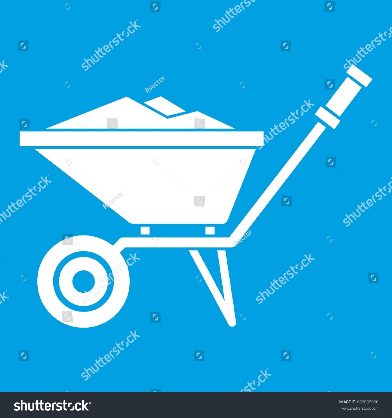 SVG of Wheelbarrow icon white isolated on blue background vector illustration svg
