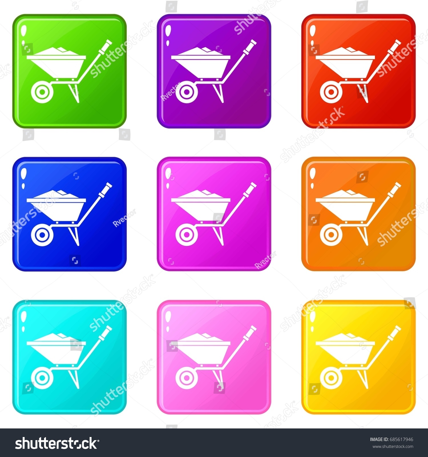 SVG of Wheelbarrow icons of 9 color set isolated vector illustration svg