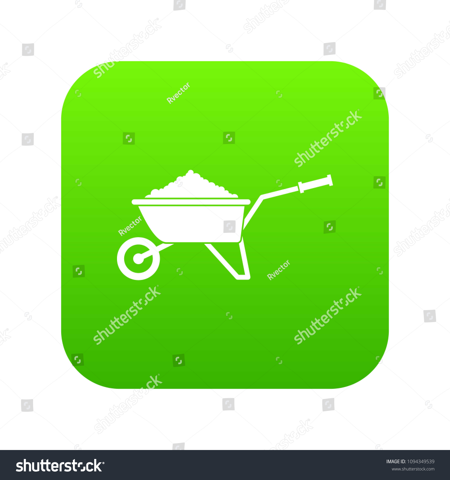 SVG of Wheelbarrow loaded with soil icon digital green for any design isolated on white vector illustration svg