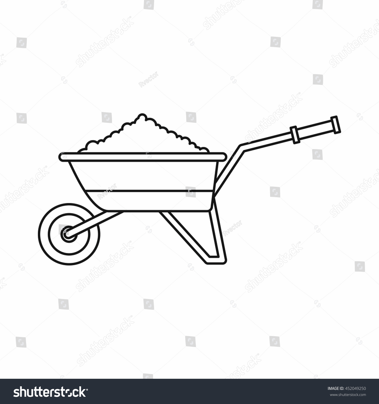 SVG of Wheelbarrow loaded with soil icon in outline style isolated vector illustration svg