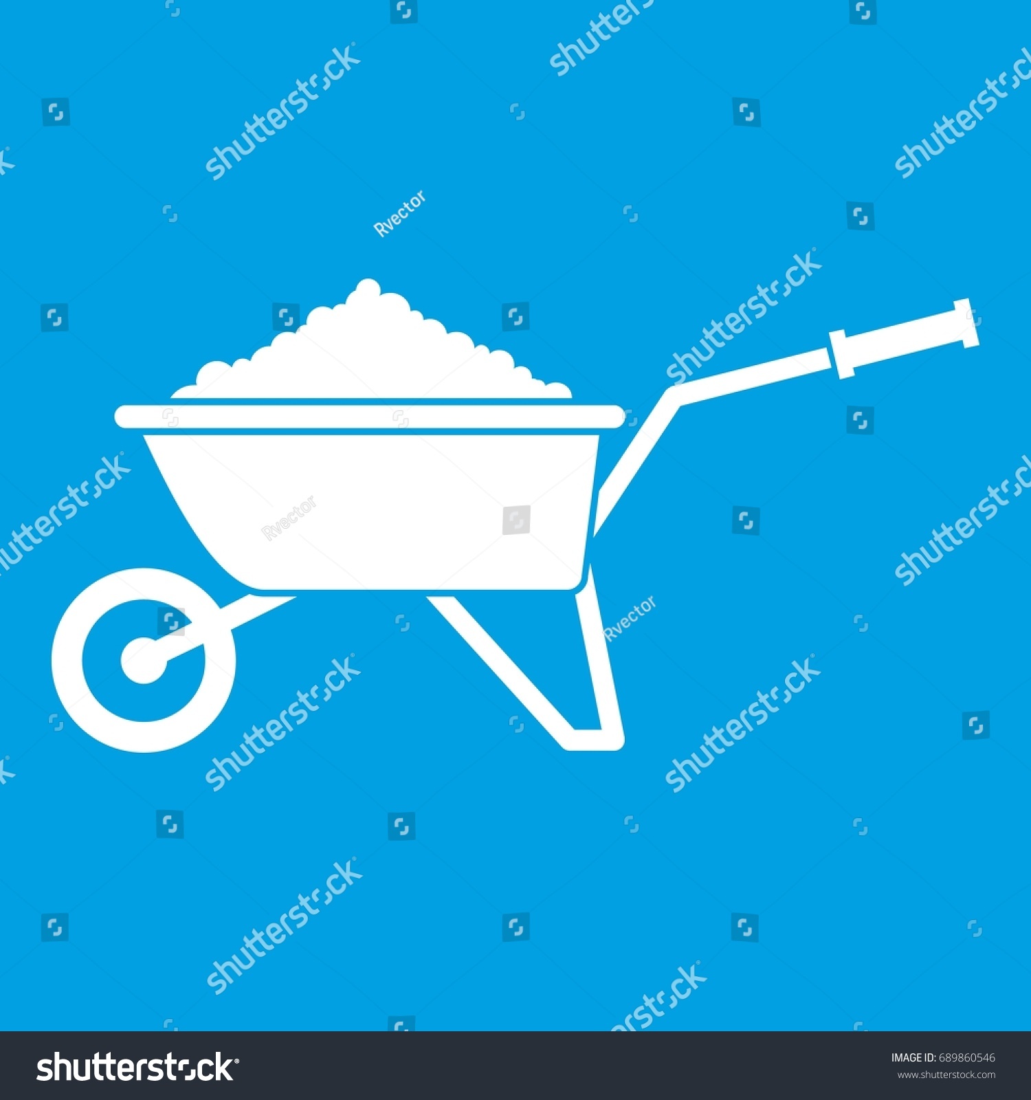 SVG of Wheelbarrow loaded with soil icon white isolated on blue background vector illustration svg