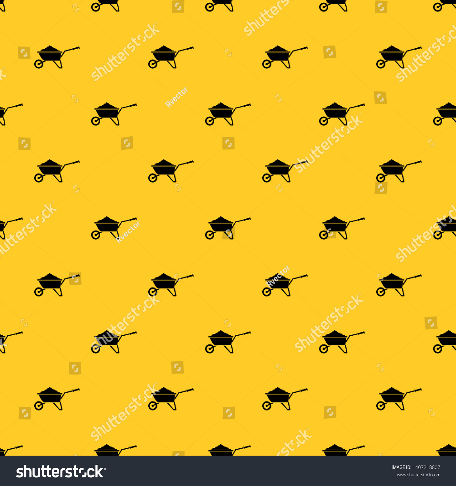 SVG of Wheelbarrow loaded with soil pattern seamless vector repeat geometric yellow for any design svg
