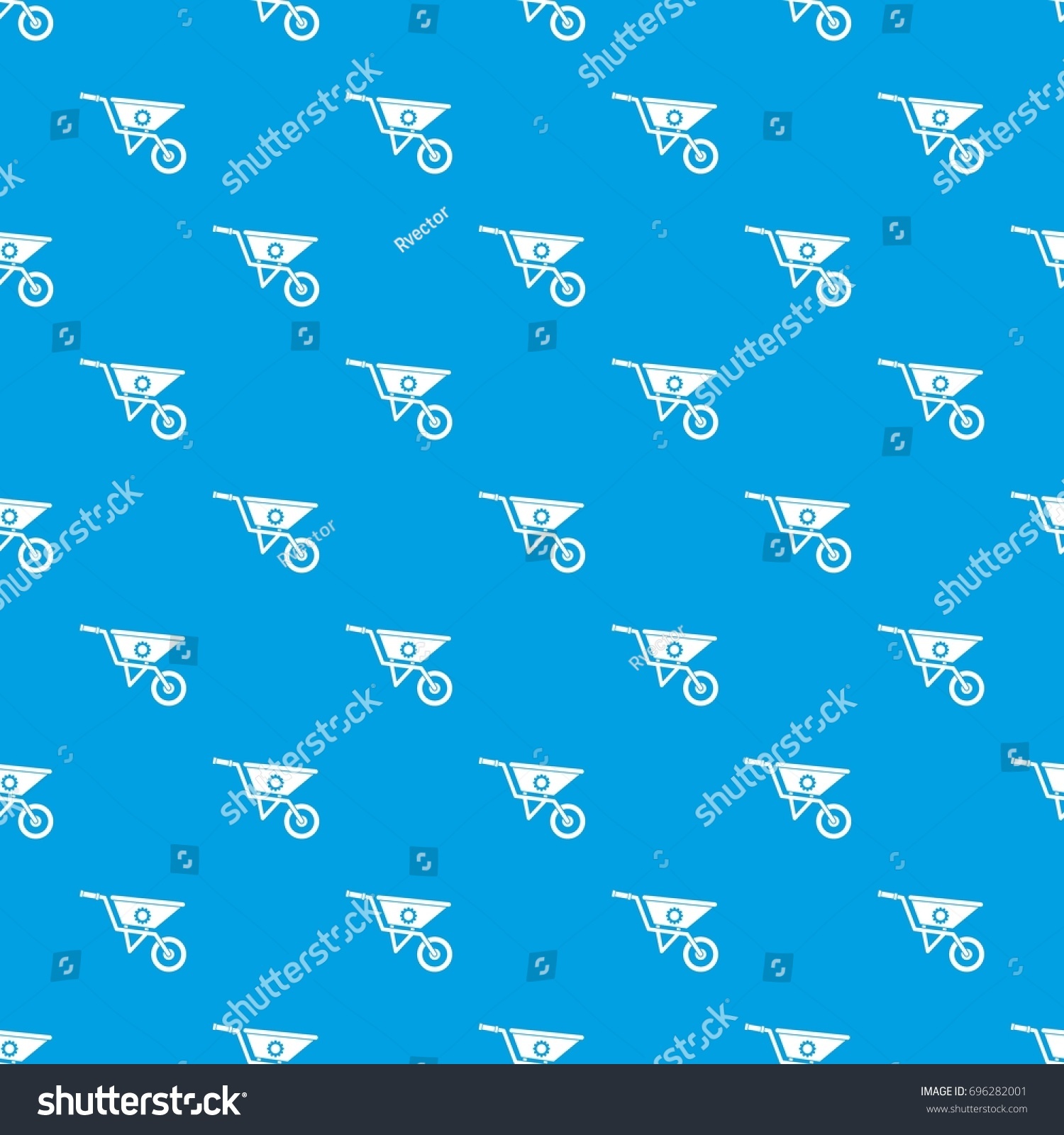 SVG of Wheelbarrow pattern repeat seamless in blue color for any design. Vector geometric illustration svg