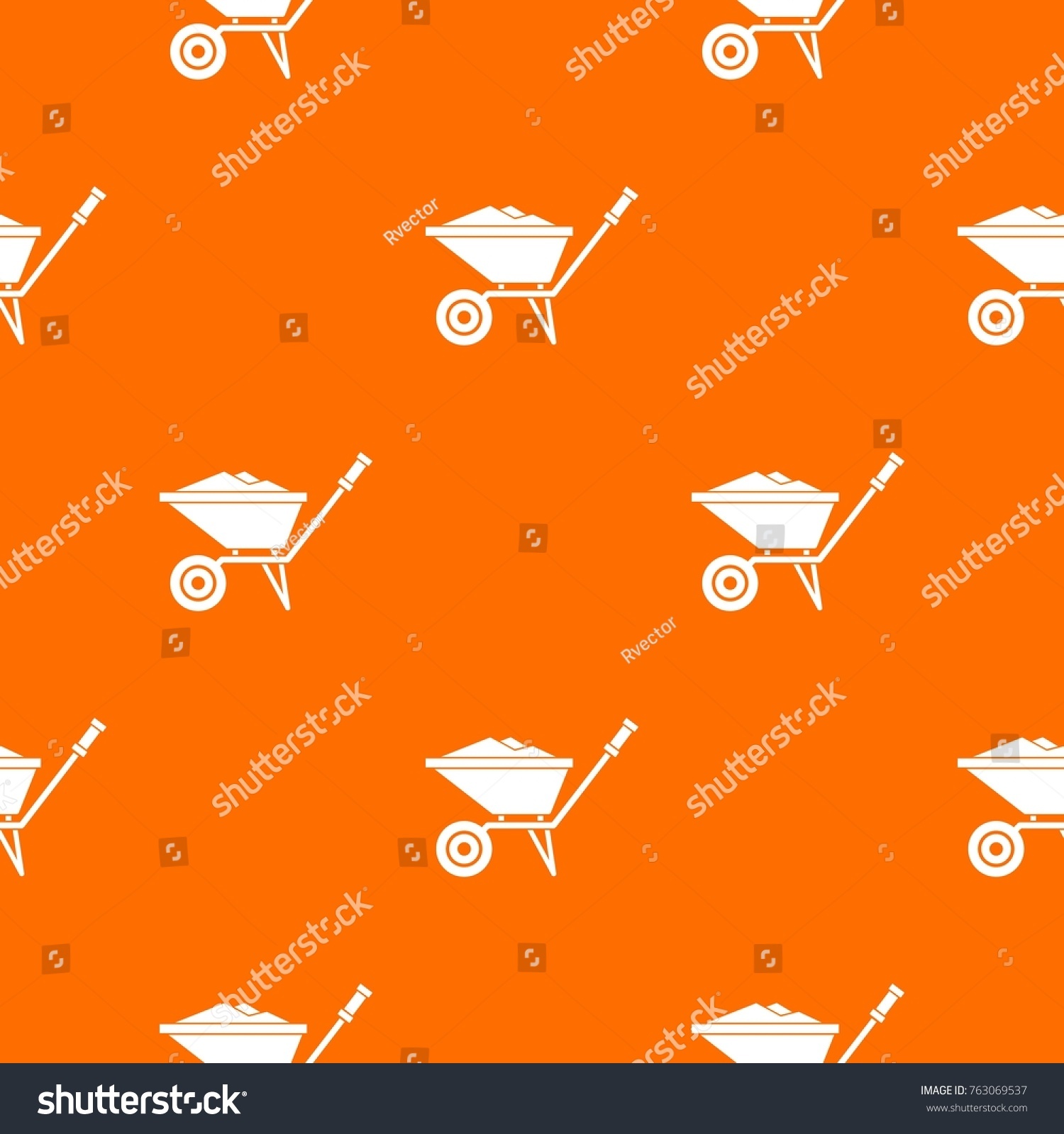 SVG of Wheelbarrow pattern repeat seamless in orange color for any design. Vector geometric illustration svg