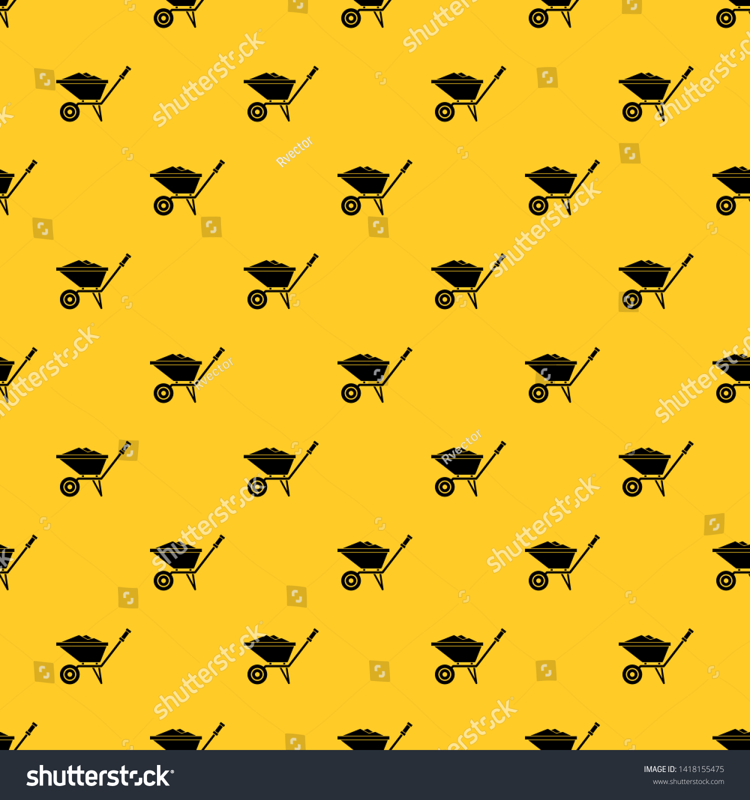 SVG of Wheelbarrow pattern seamless vector repeat geometric yellow for any design svg