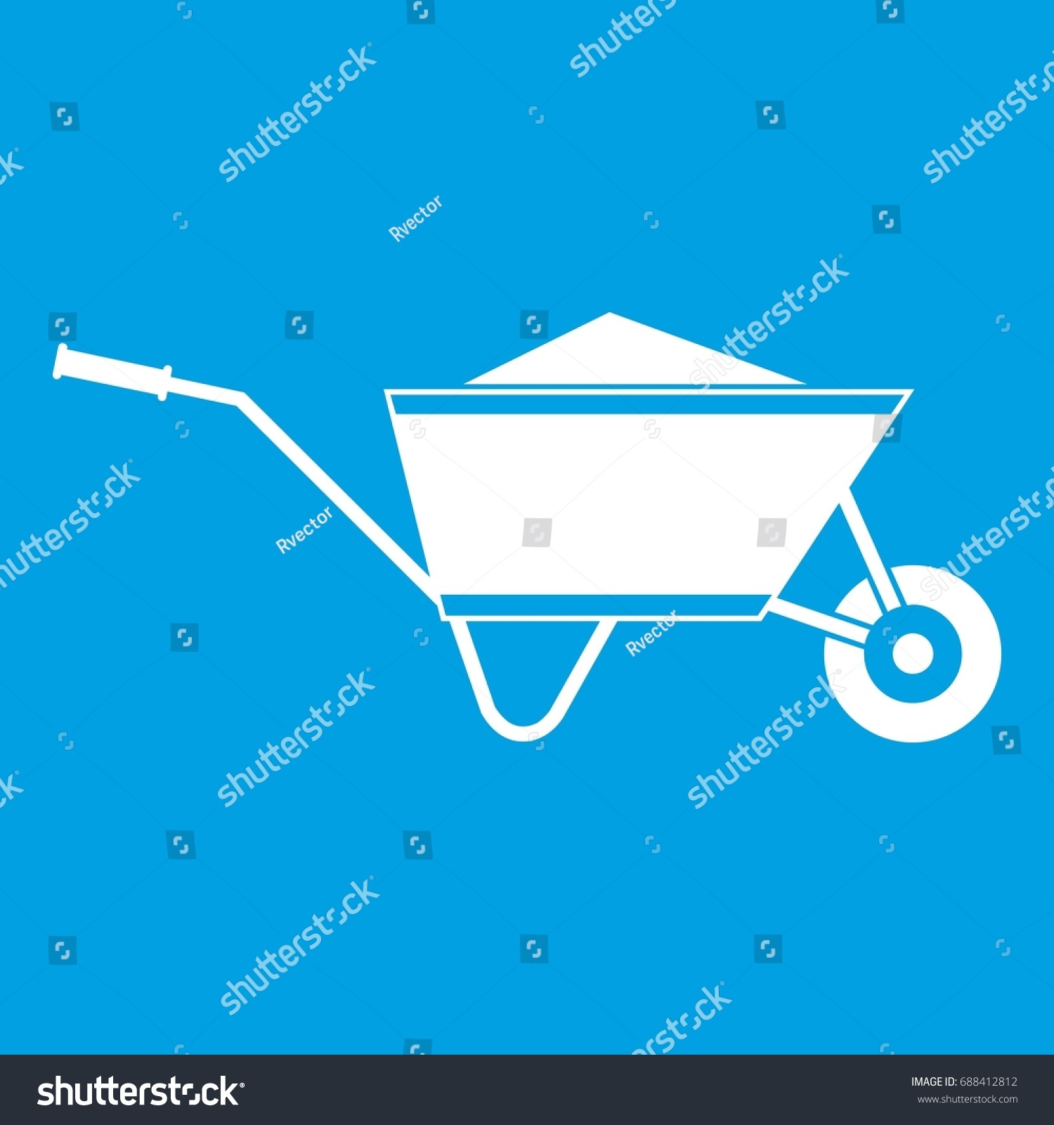 SVG of Wheelbarrow with sand icon white isolated on blue background vector illustration svg