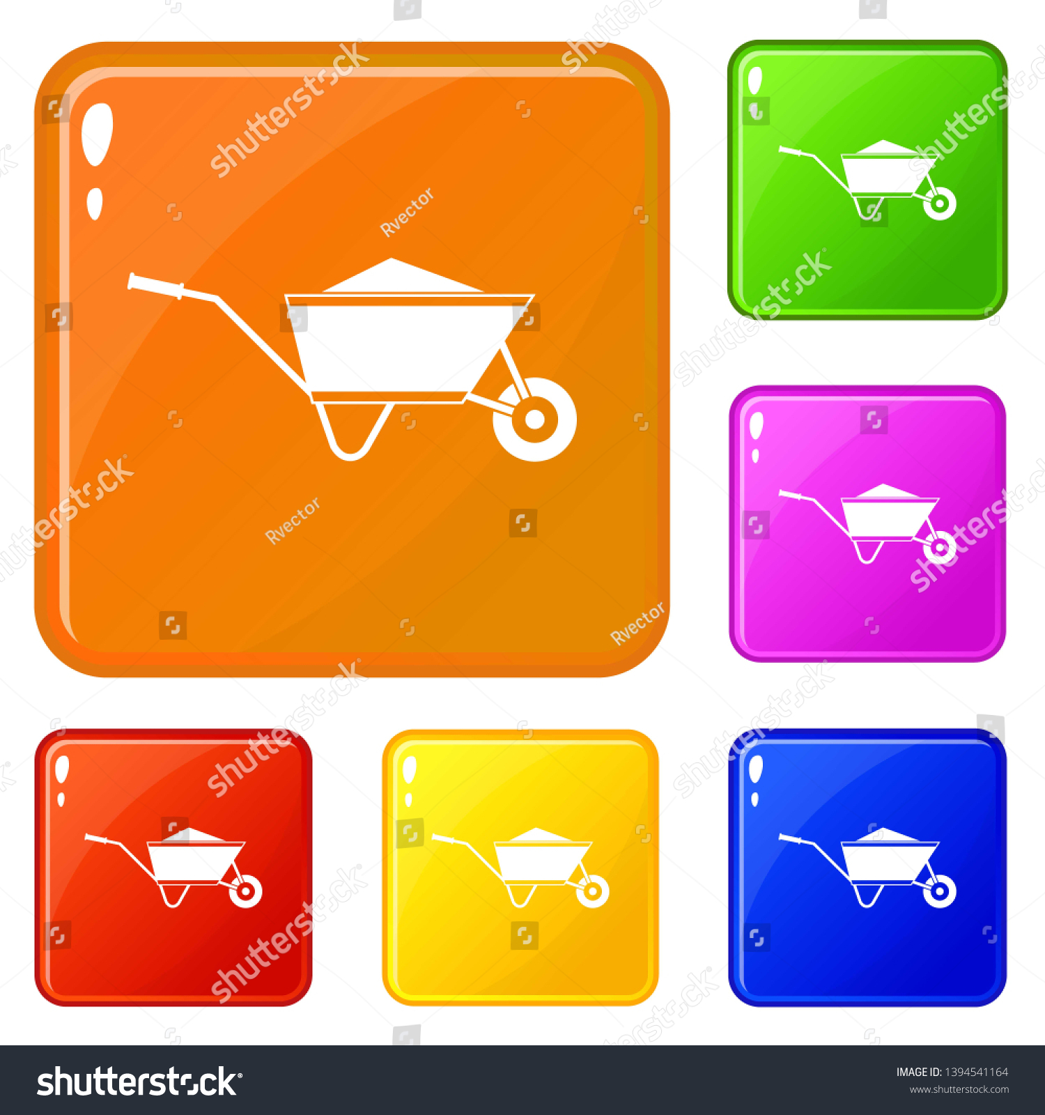 SVG of Wheelbarrow with sand icons set collection vector 6 color isolated on white background svg