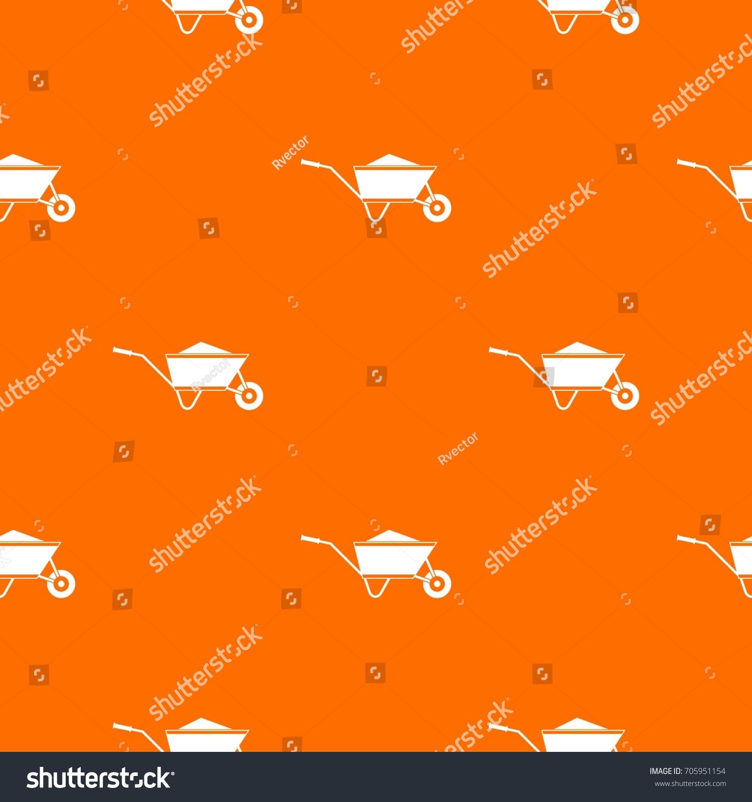 SVG of Wheelbarrow with sand pattern repeat seamless in orange color for any design. Vector geometric illustration svg