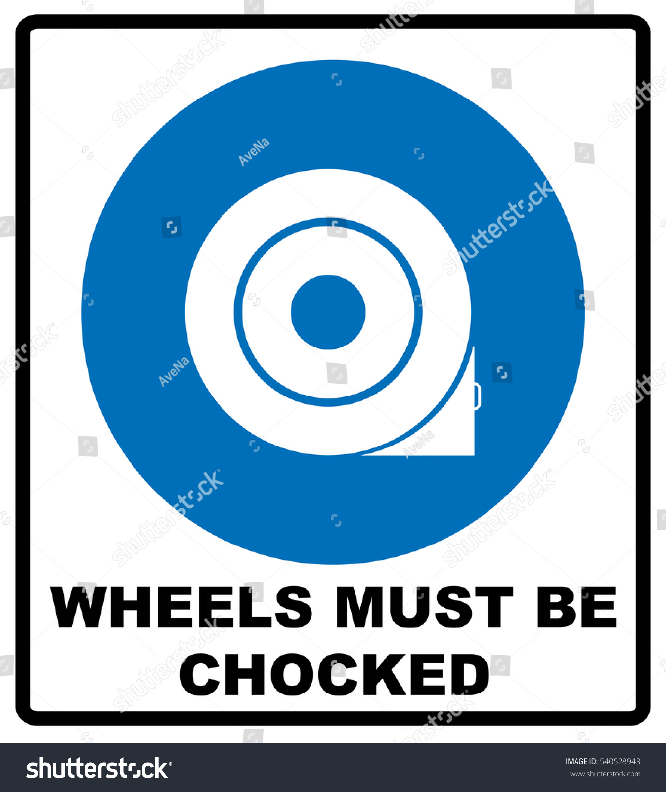 SVG of Wheels must be chocked before loading and unloading.
Notice.Text for the driver of the car or repair technician mechanic. Vector information mandatory symbol in blue circle isolated on white. svg