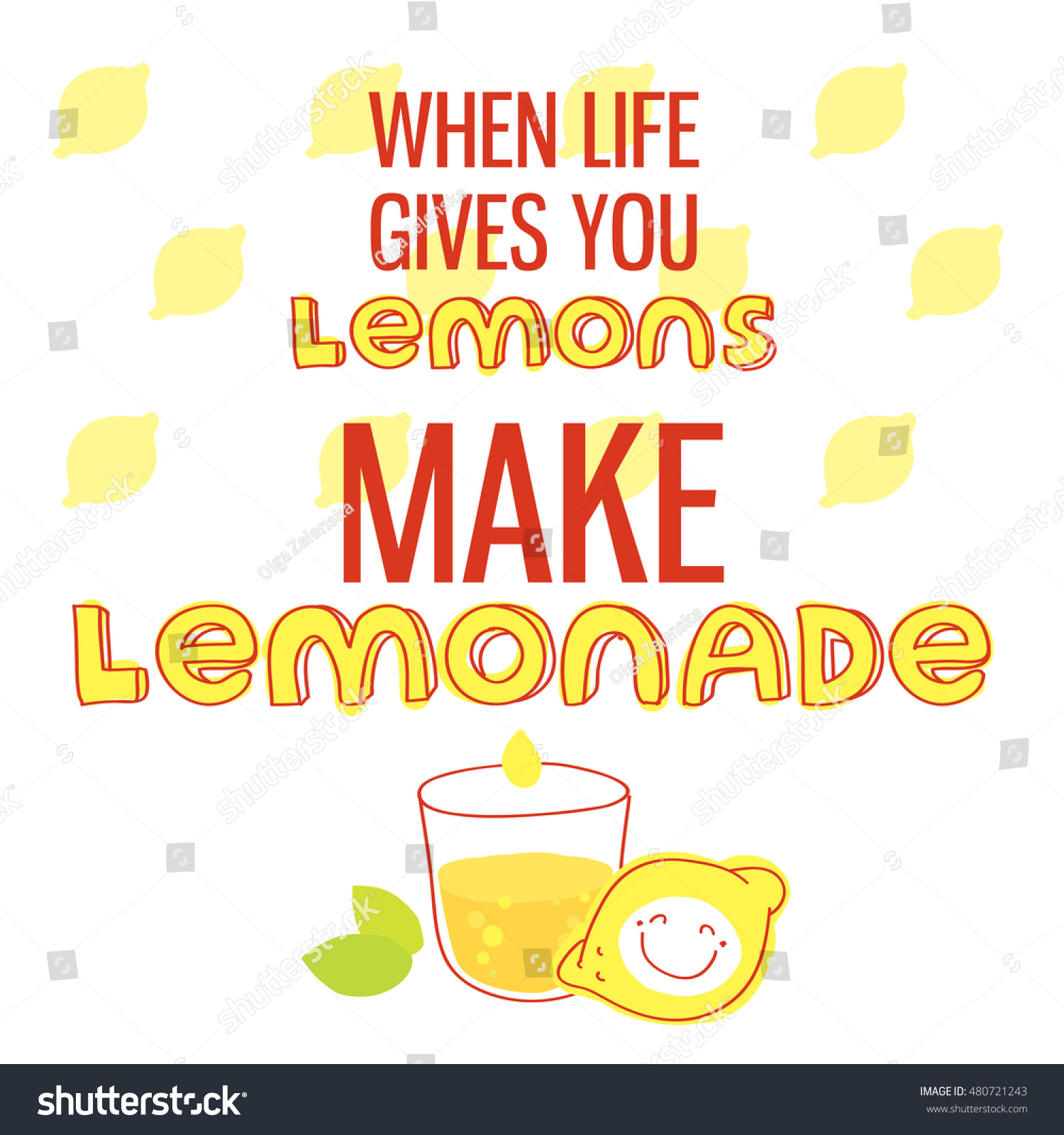 When life gives you lemons make lemonade Motivational quote printable poster with hand drawn