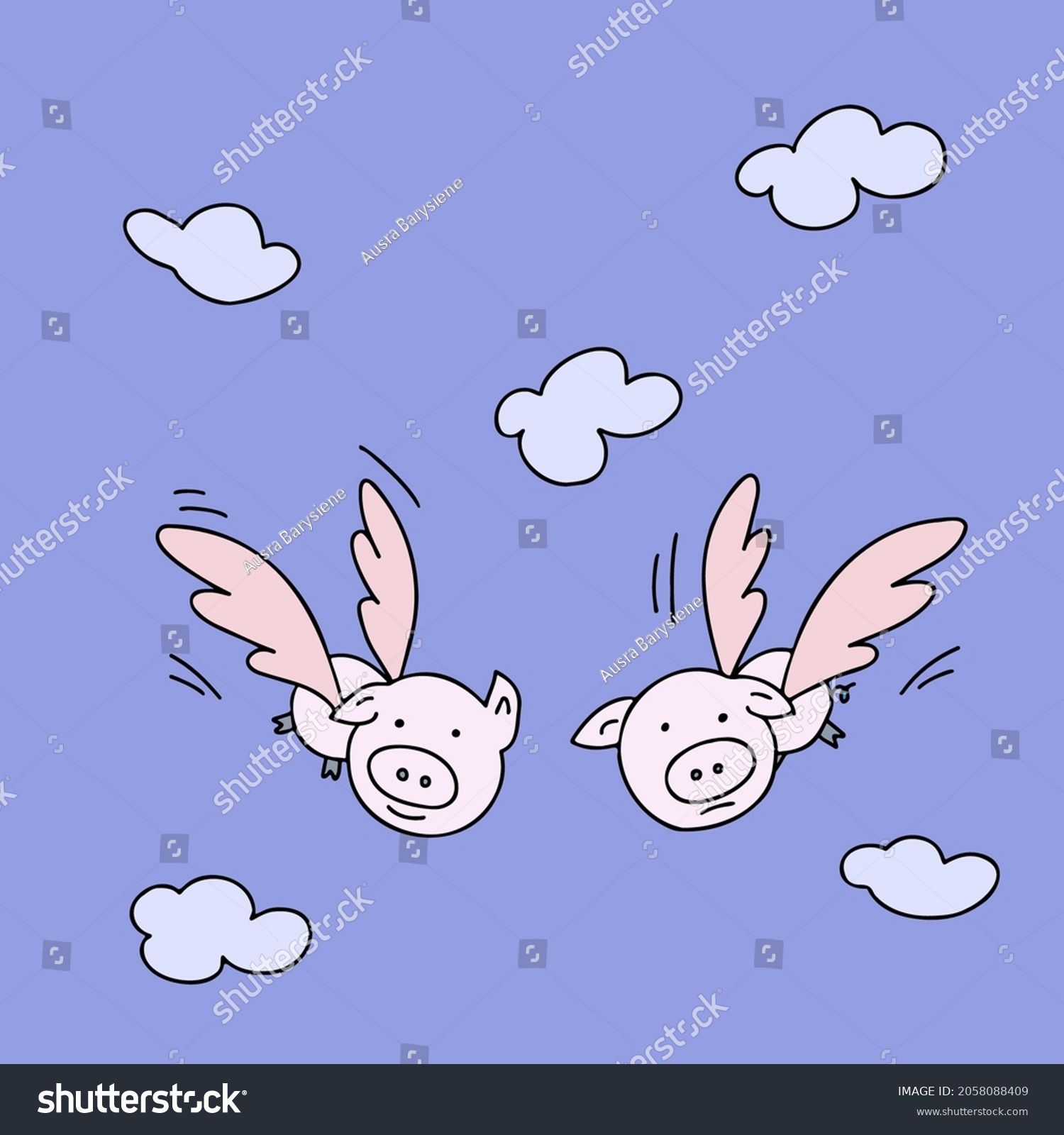 SVG of When pigs fly. When pigs have wings. Metaphoric idiom. svg