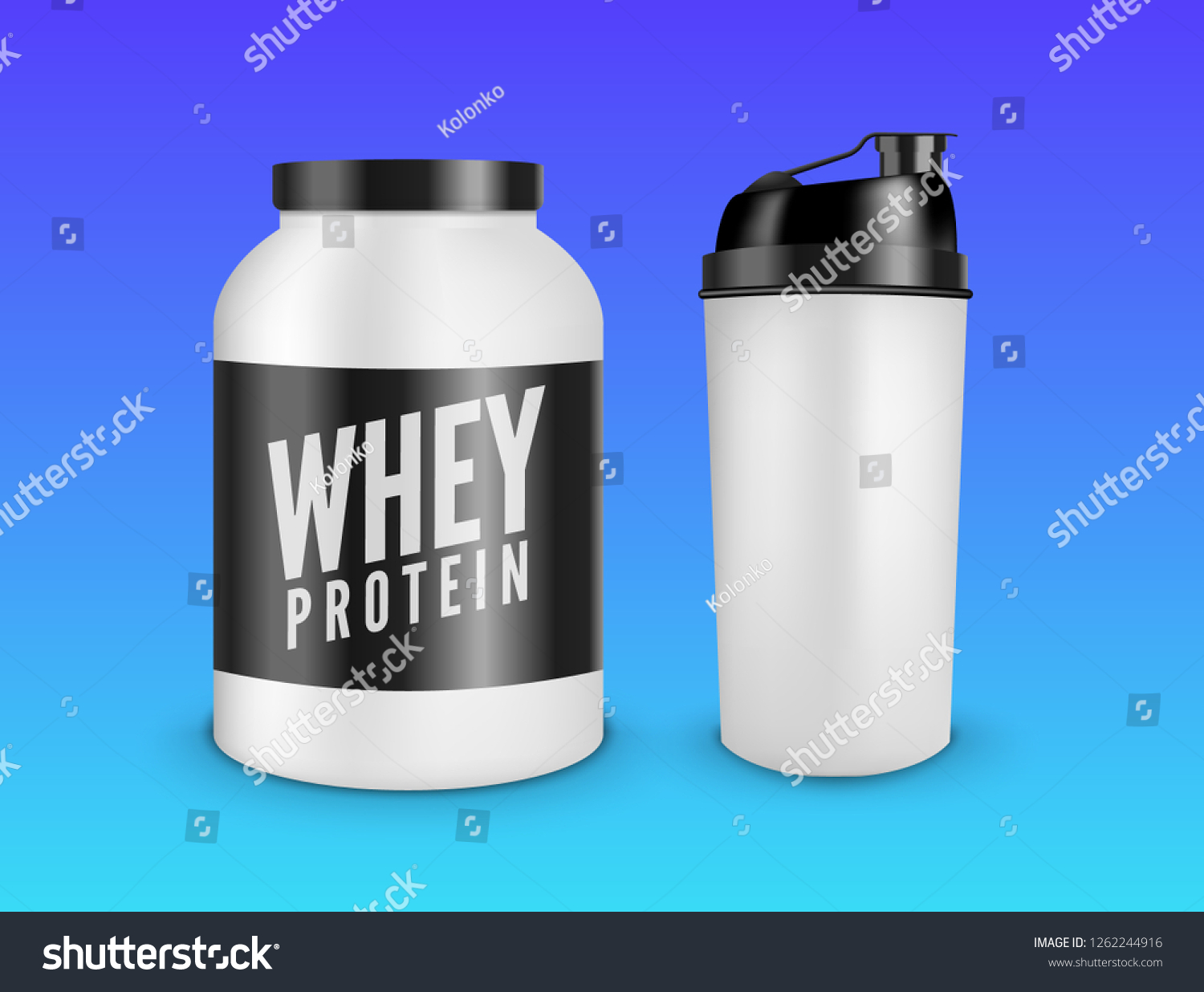 Whey Protein Powder Bottle Blank Mockup Stock Vector (Royalty Free ...