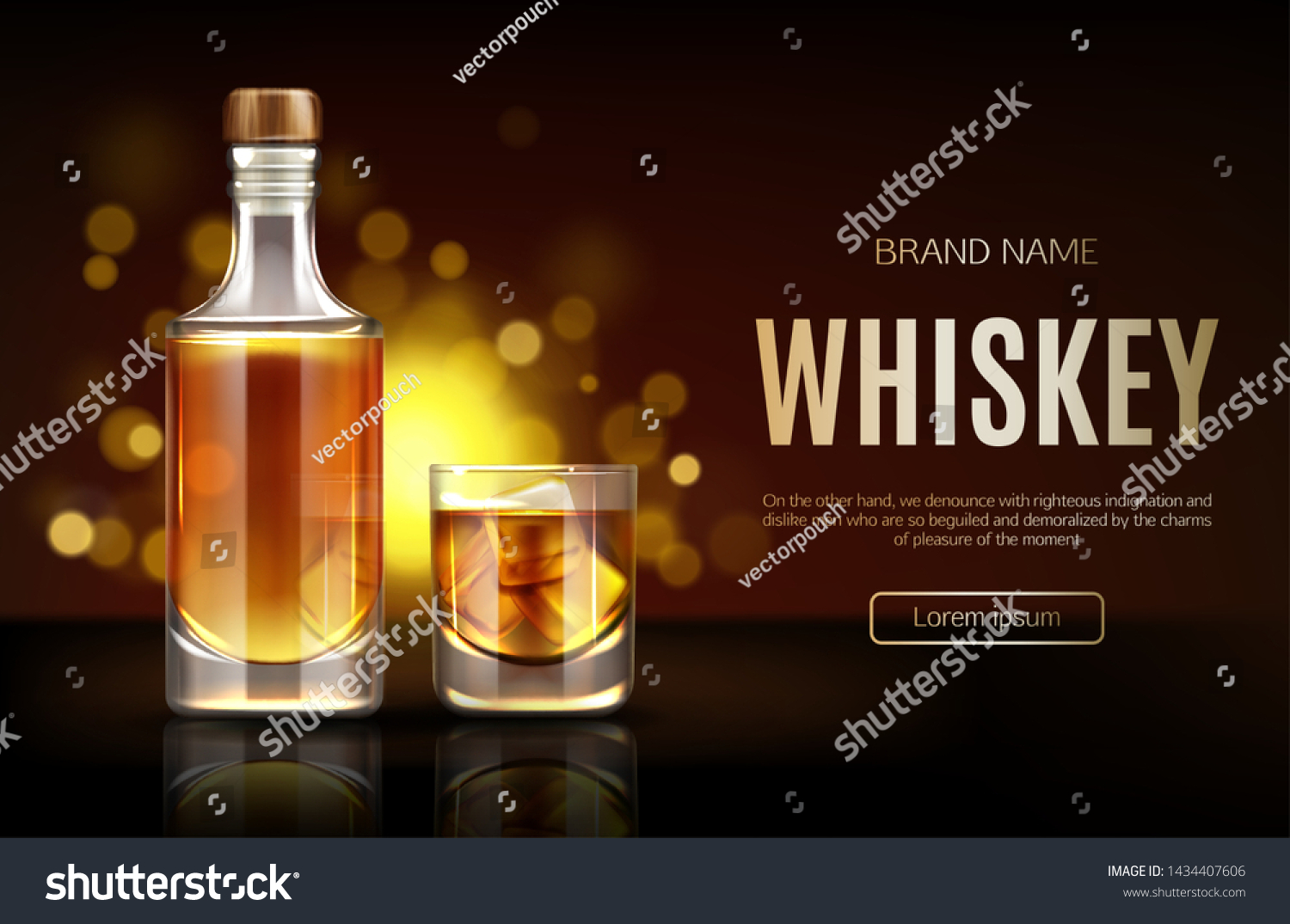 Download Whiskey Bottle Glass Mockup Closed Blank Stock Vector Royalty Free 1434407606