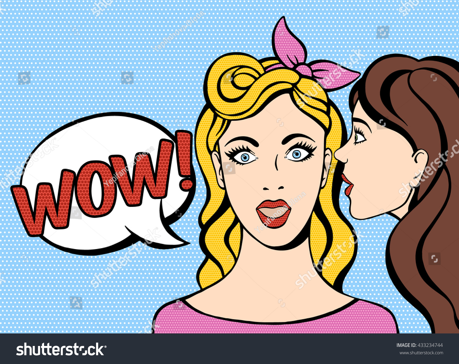 Whispering Ear Two Girls Gossiping Telling Stock Vector Royalty Free