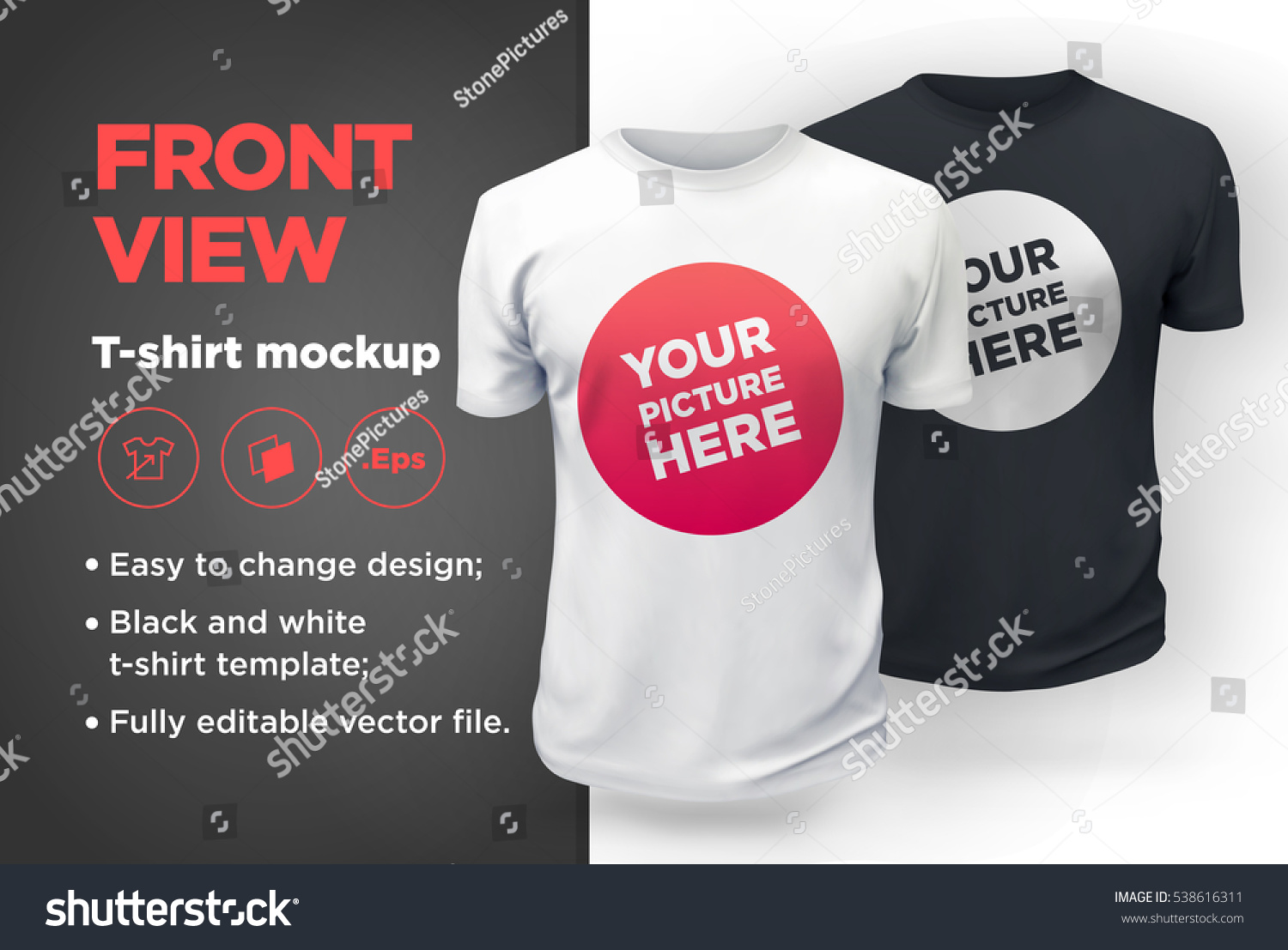 Download White Black Mens Tshirt Realistic Mockup Stock Vector 538616311 - Shutterstock