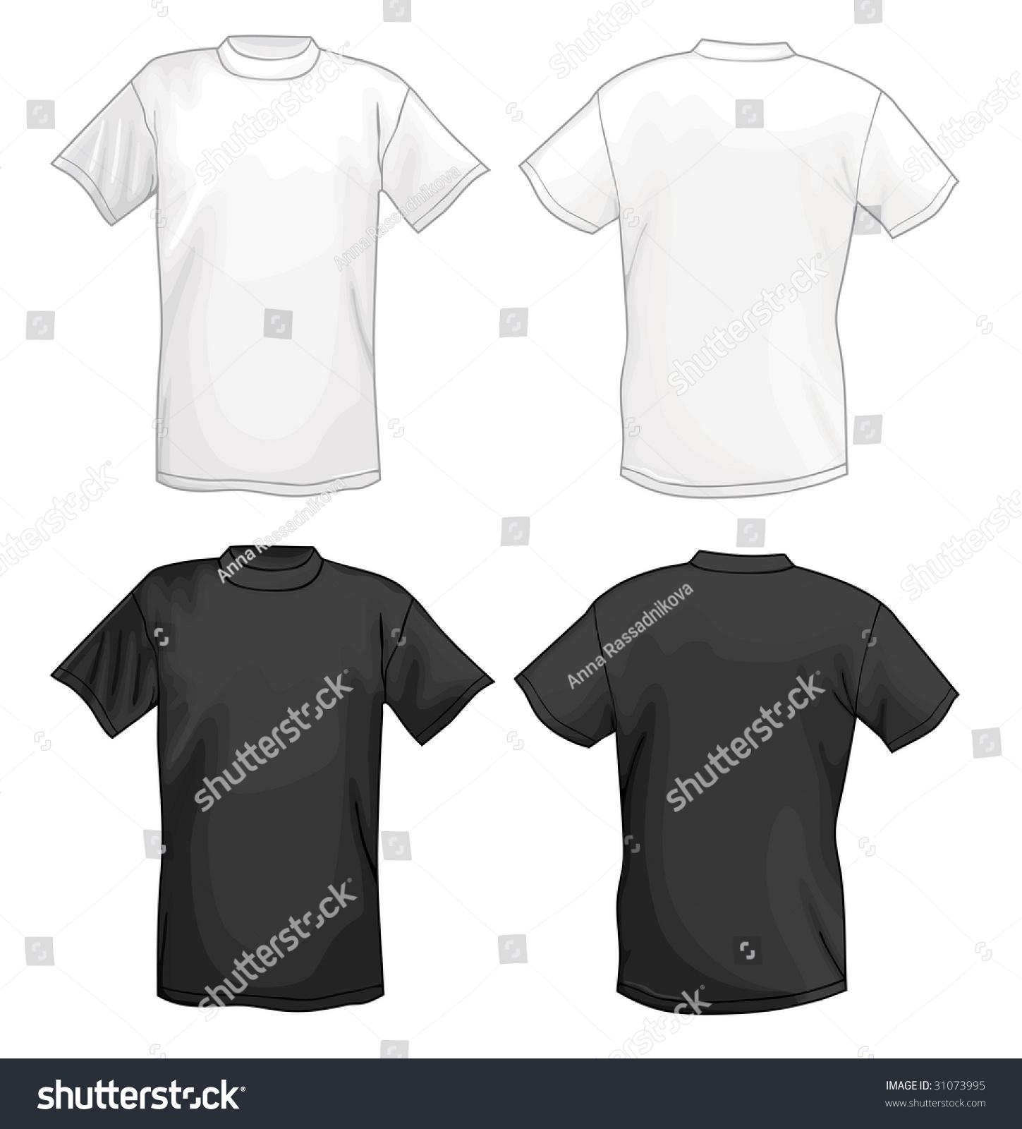 White And Black Vector T-Shirt Design Template (Front & Back ...