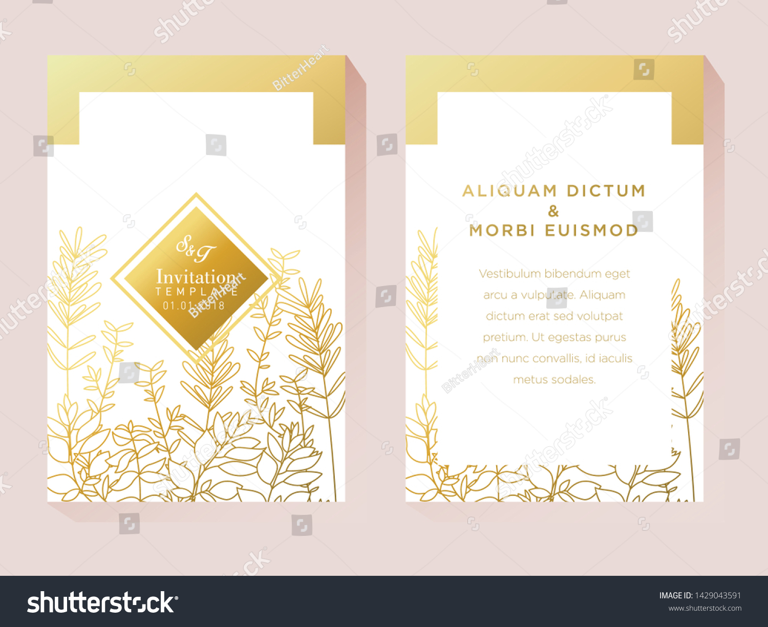 White Gold Invitation Template Stock Vector (Royalty Free) 1429043591