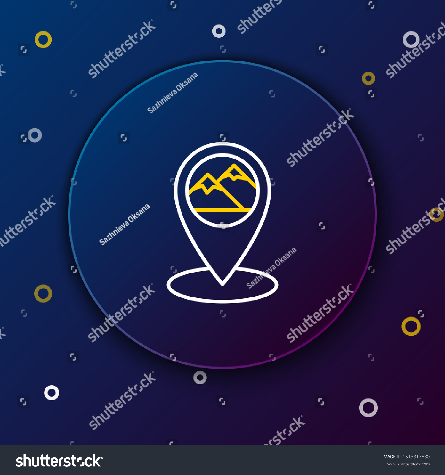 White Yellow Line Map Pointer Mountain Stock Vector Royalty Free
