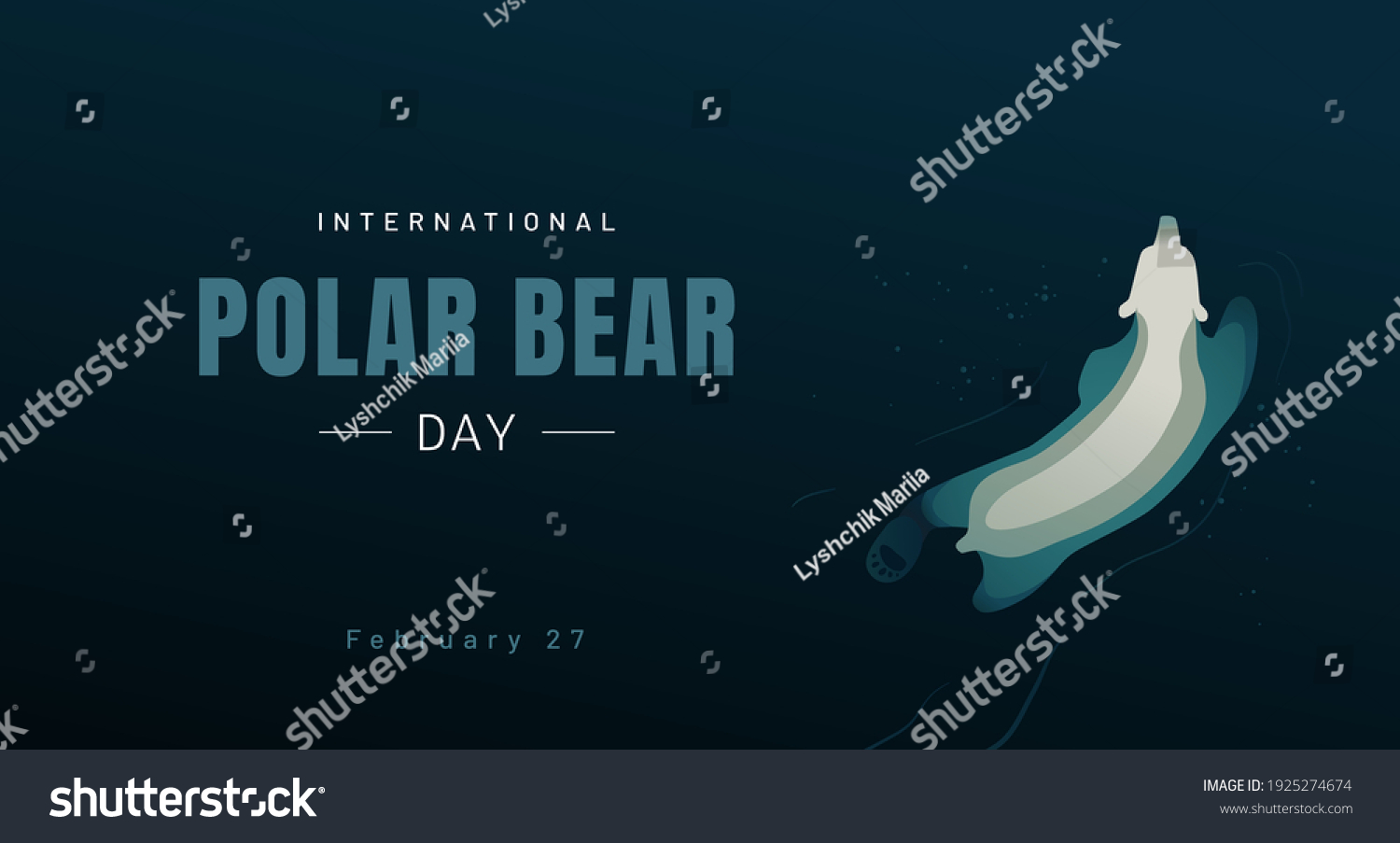 SVG of White arctic bear swimming in blue water illustration. International Polar Bear day, February 27. - Vector svg
